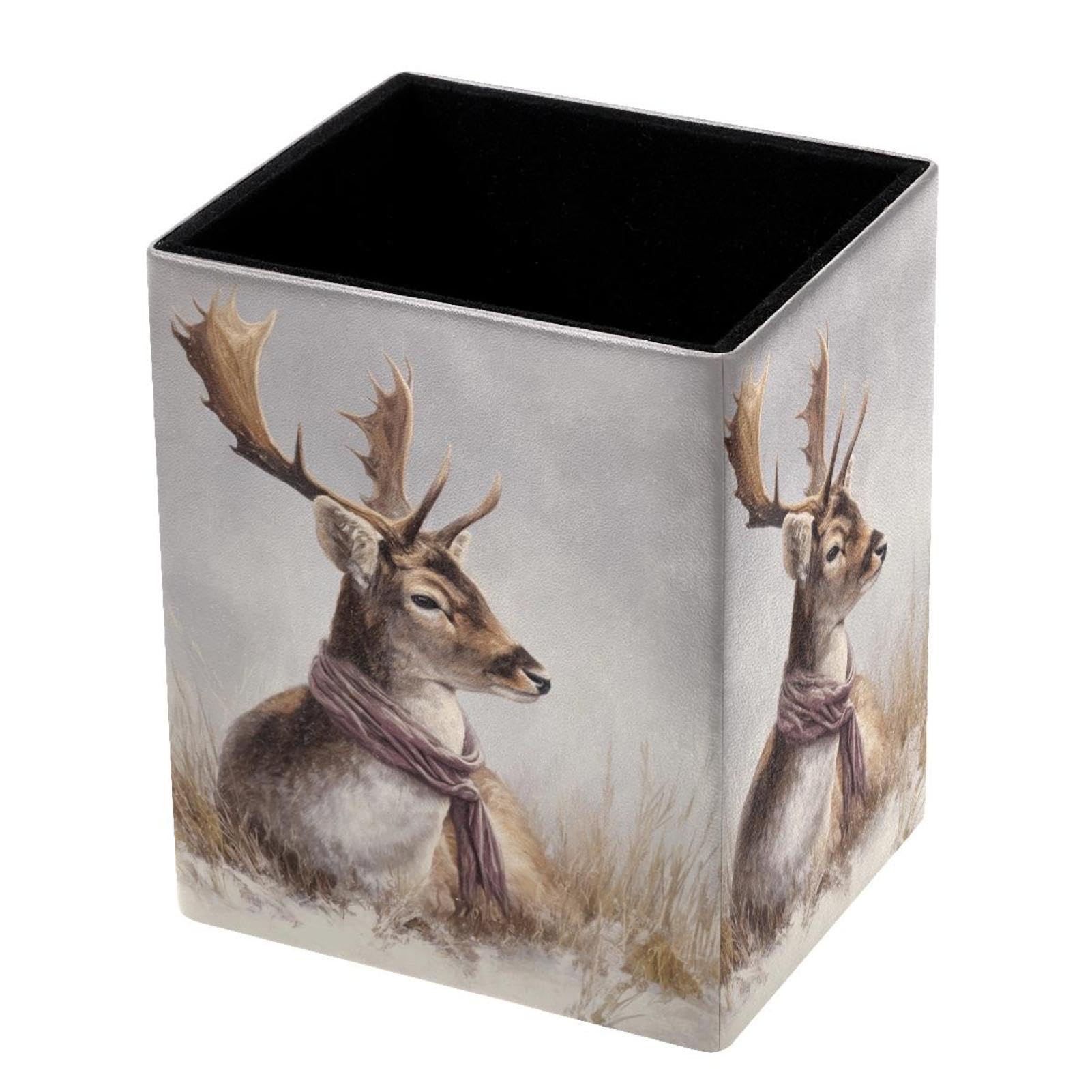 VAPOKF Pencil Holders for Desk, Deer Printed Pen Holders Pen Pot Makeup Brushes Storage Desktop Stationery Supplies Organiser for Home Office