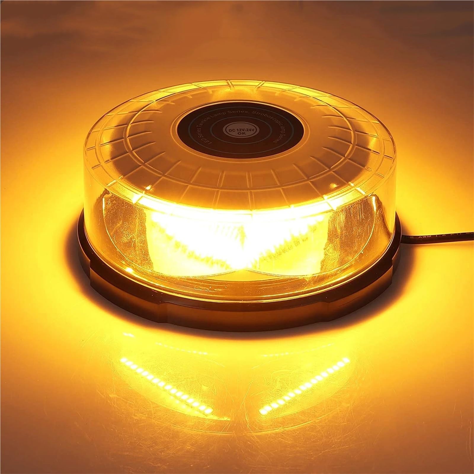 24 LED bursztyn magnetyczny do montażu na suficie samochodu, policyjny błysk, lampka ostrzegawcza pojazdu, światła stroboskopowe, 12 V 24 V Beacon