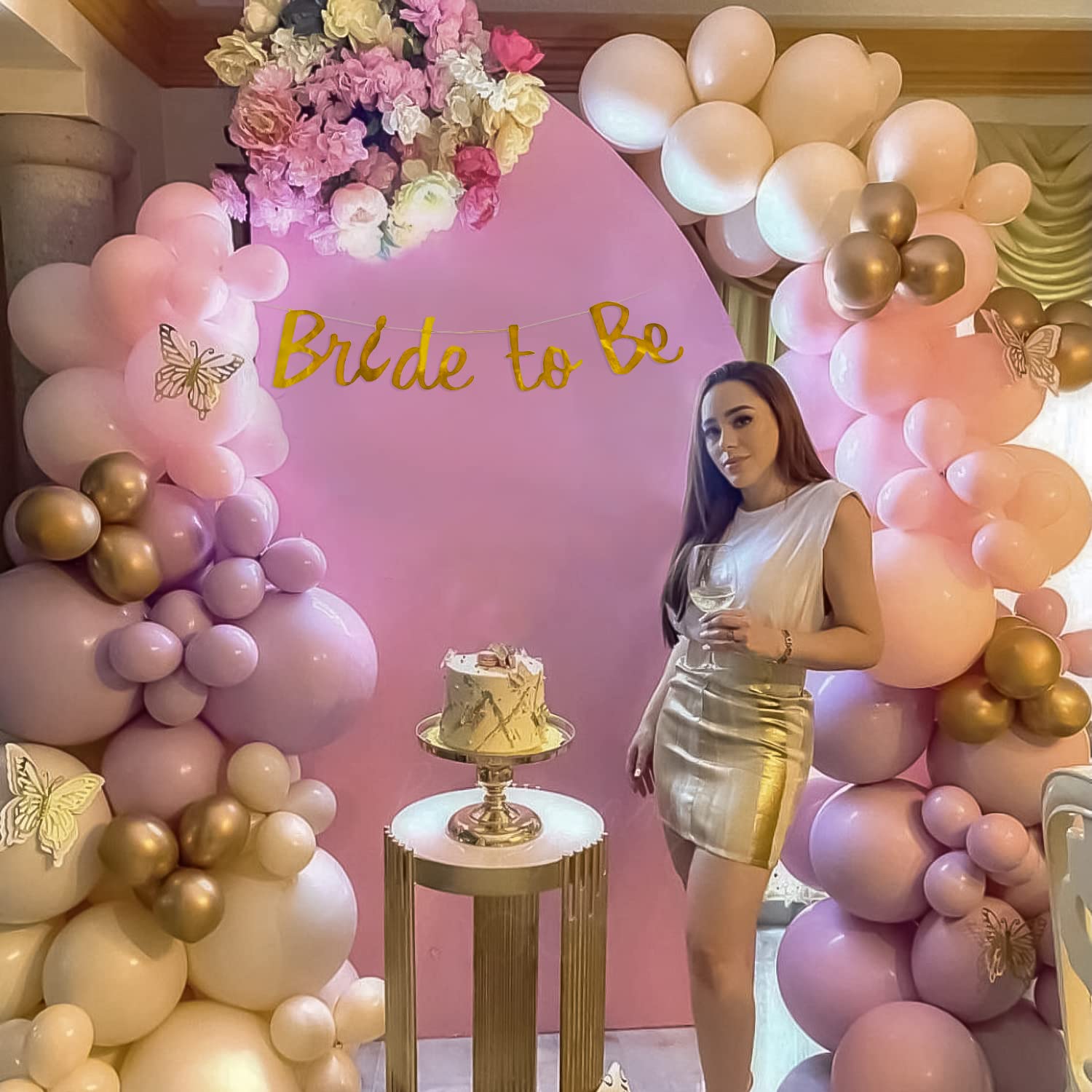 Specialyou.In Bride To Be Pink Theme Decoration Items For Girls With Pastel Purple, Pink, Peach And Metallic Gold Balloons And Gold Bride To Be Paper For Bachelorette Decorations- 63Pcs - Wedding 3
