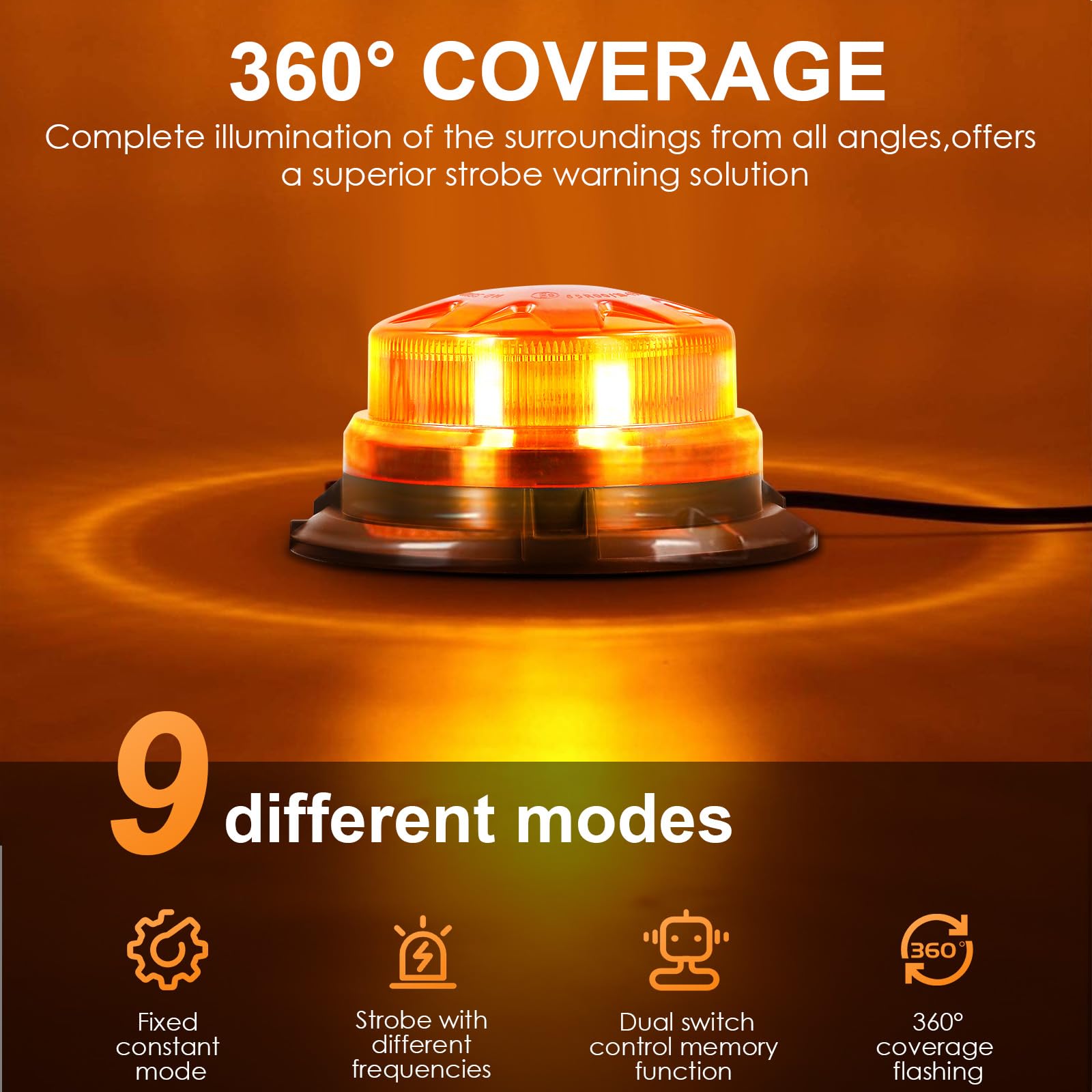 Gyrophare Led Magnetique Orange LED, 12V-24V Jaune LED Avertissement Lumière Stroboscopique d'Urgence pour Chariot Élévateur de Véhicule Tracteur de Golf UTV Car Bus