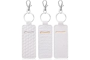 3 Pcs Lipgloss Keychains Bulk - Leather Lip Balm Holder Keyring with...
