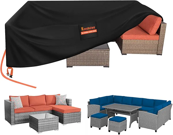 Kovshuiwe 108 x 82 inch Rectangular Patio Table and Chair Cover, 600D Oxford Outdoor Furniture Covers Waterproof, Tear-Resistant General Purpose Furniture Covers with Windproof Buckle Straps