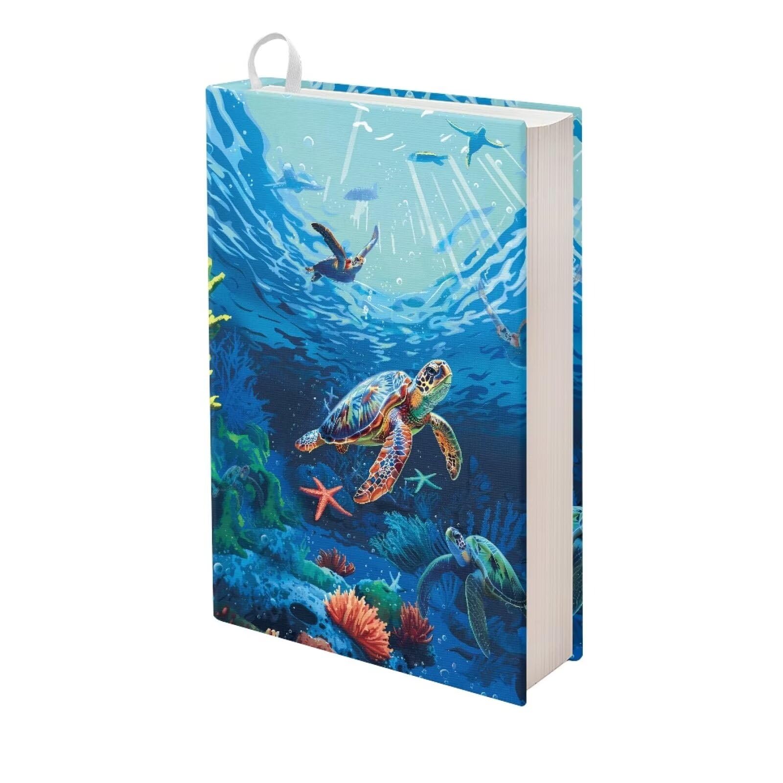 Gomyblomy Sea Turtle Book Covers Jumbo Book Sox Stretchable Book Sleeve Cover for Textbook Hardcover Books up to 9 x 11 Inches, Blue Bible Book Protector for School Supplies