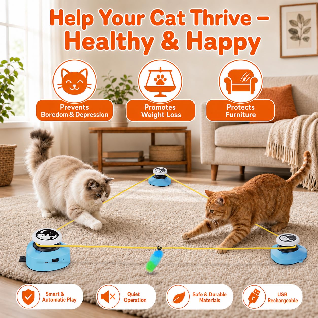 ITSHINY Jouet électrique pour chat, jouet interactif pour chat avec chemins de course réglables, modes automatique/manuel, rechargeable, pour jouer actif, santé
