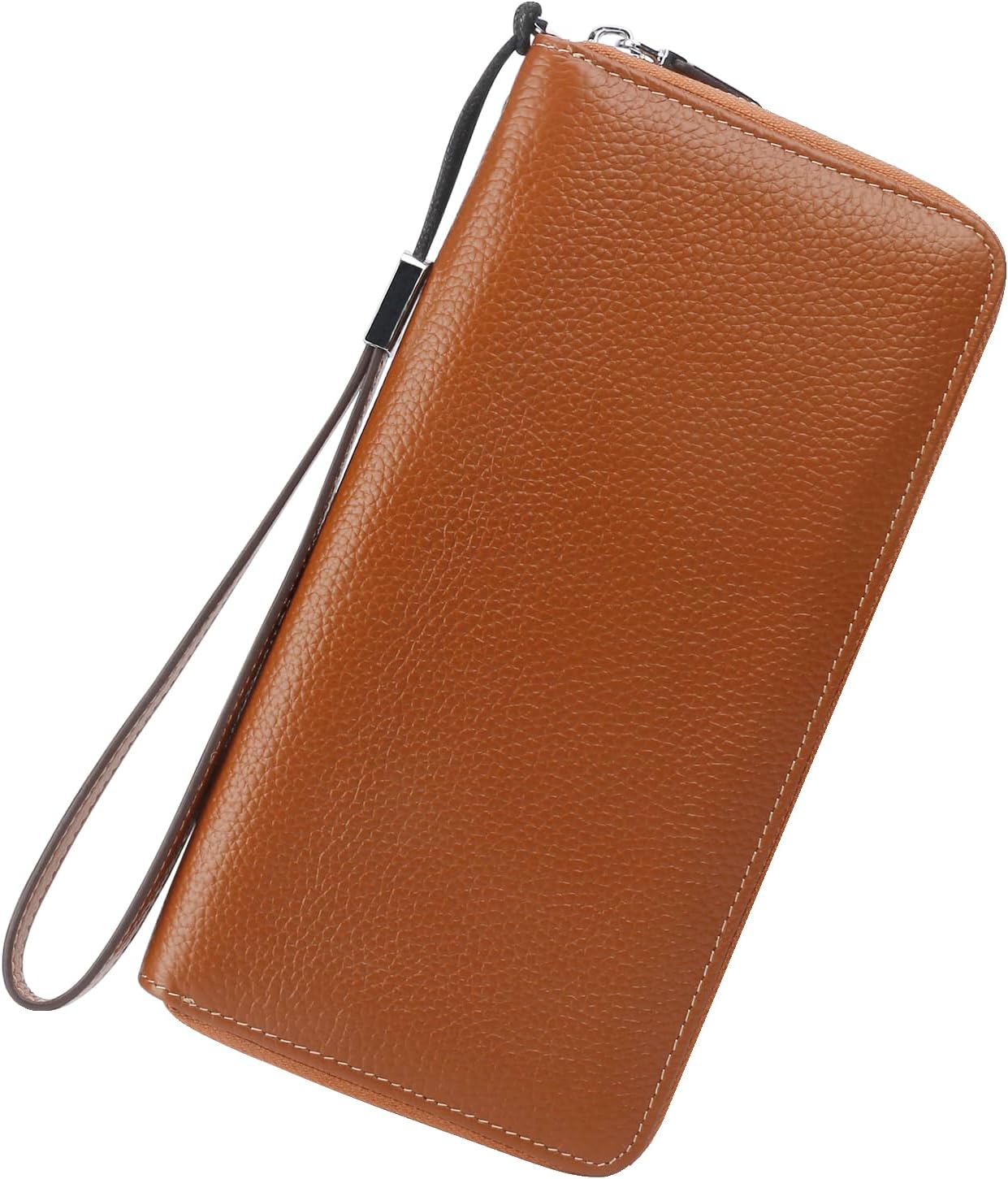 Lavemi Women's RFID Blocking 100% Leather Large Capacity Zip Around Wallet Phone Holder Clutch Travel Purse Wristlet