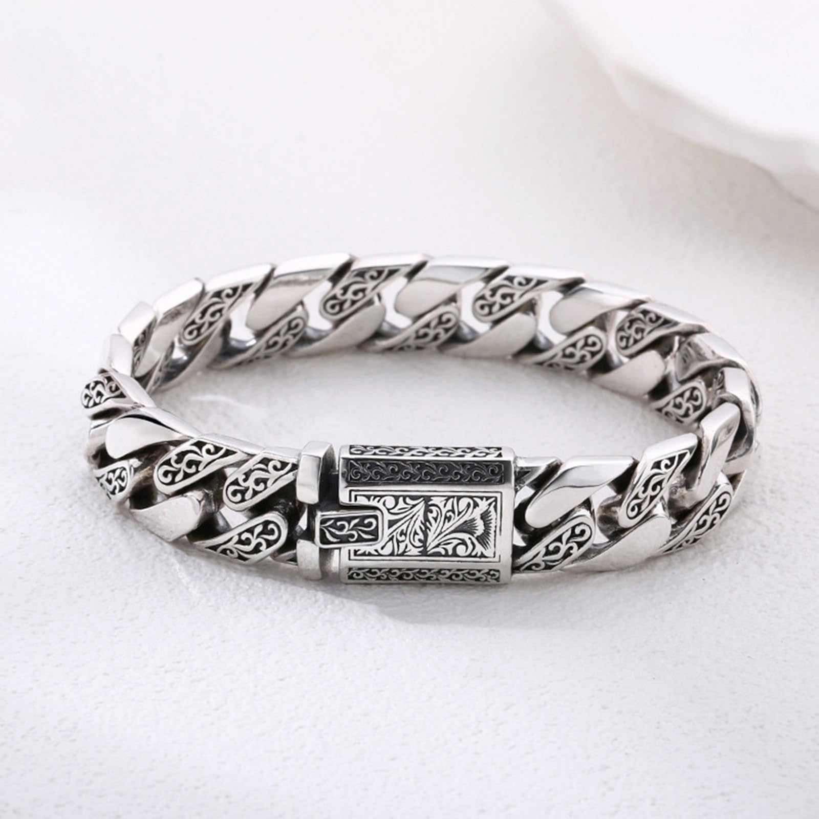 Echter 925er Silber Herren Armbänder Kubanerkette Weinstock