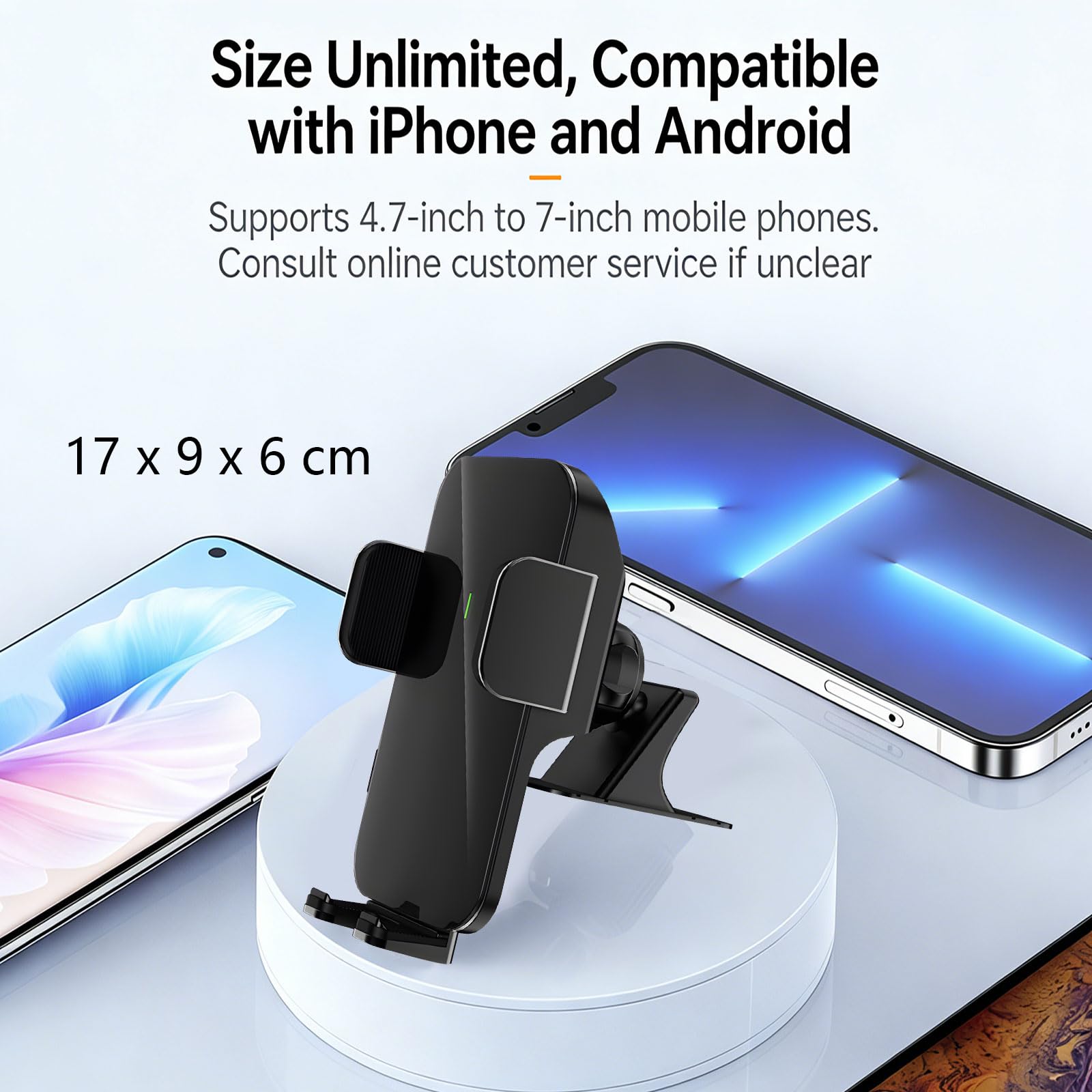 Supporto per telefono solare girevole per cruscotto ' auto con tecnologia anti-vibrazione a gradini e supporto per telefono con presa rapida e forte presa