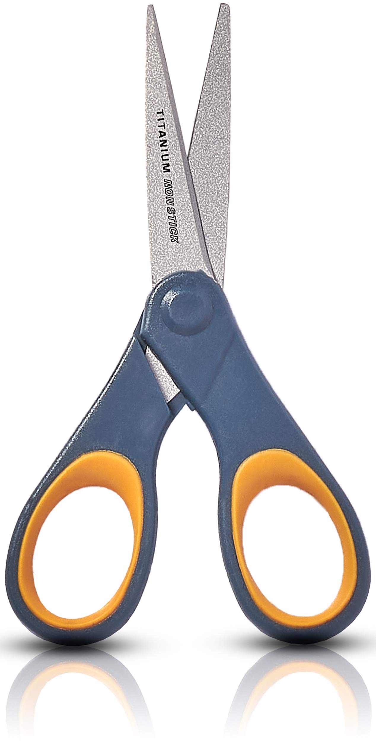 Acme Westcott E-30650 00 - Forbici in titanio non stick, arrotondate dritte, simmetrice, 13 cm, colore: Grigio/Giallo