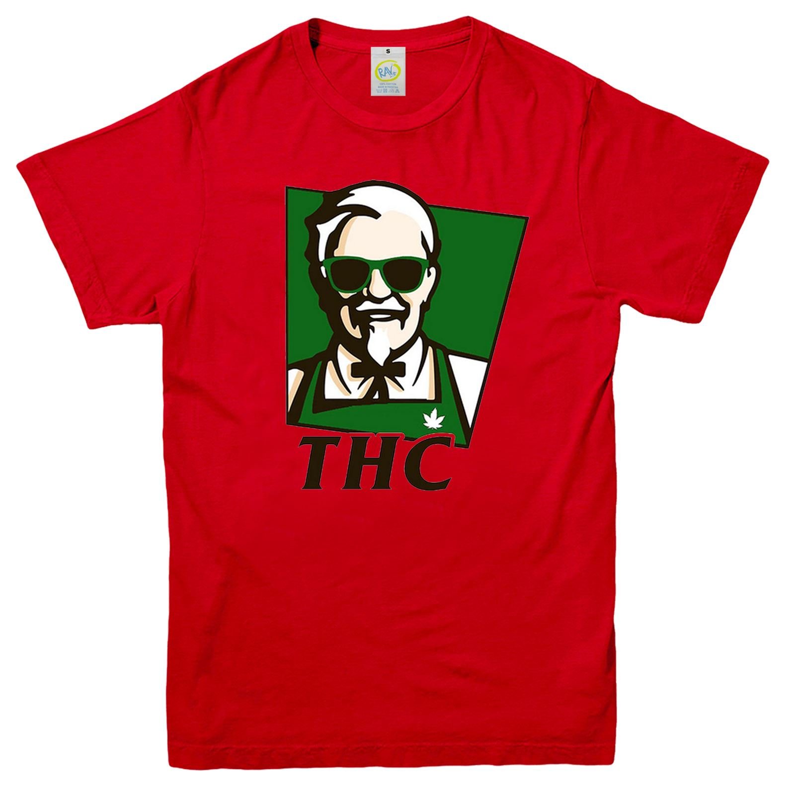 RAV3 THC KFC T-Shirt Marijuana Drugs Cannabis Gangster DOPE Stoner Weed TOP Red