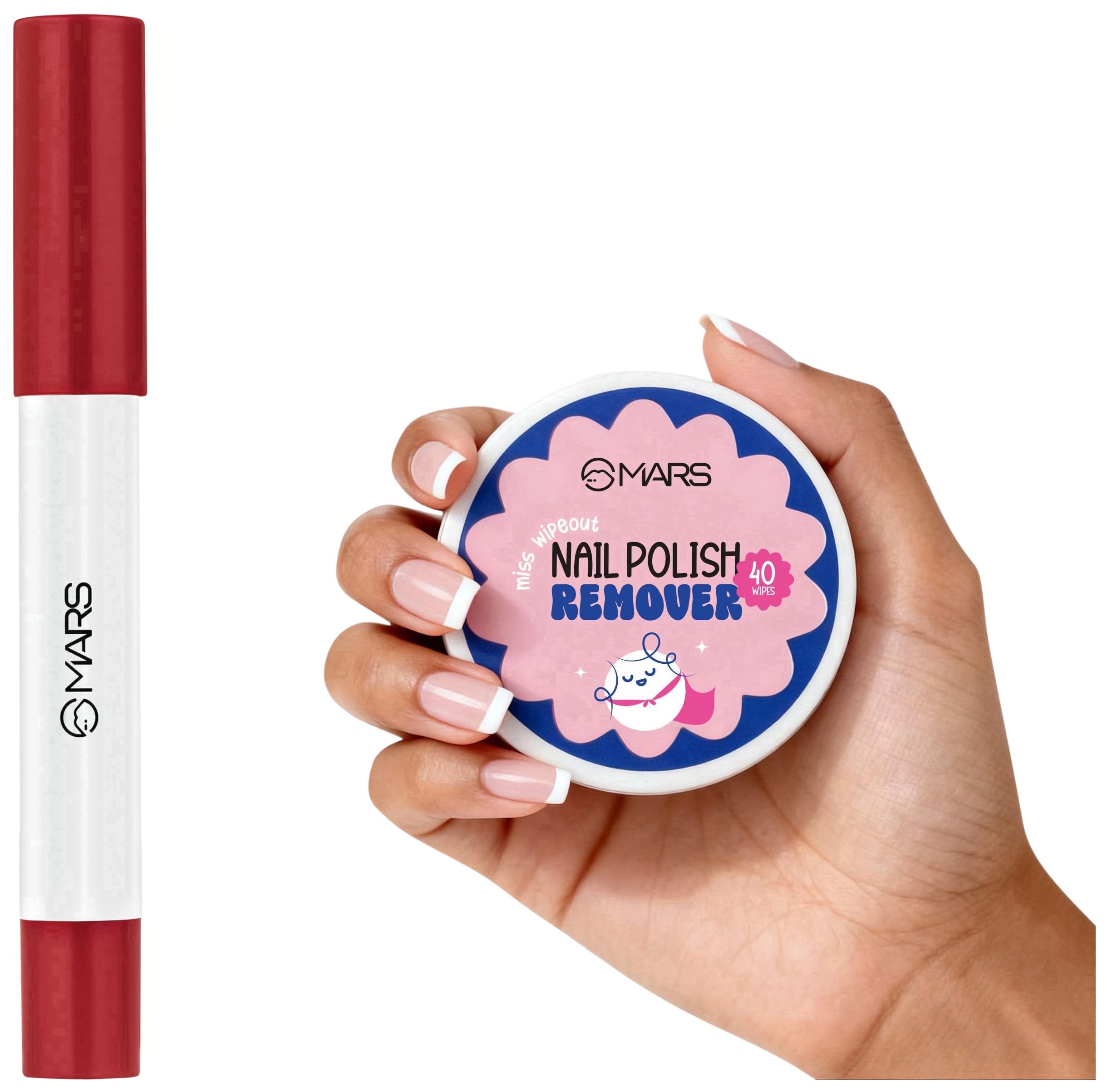 MARS Miss Wipe Out Nail Polish Remover Wipes (40 Wipes) Gentle & Travel-Friendly Cloud Kiss Soft-Matte Lip Crayon (1.8gm) Full Coverage | Non Drying-picture-36