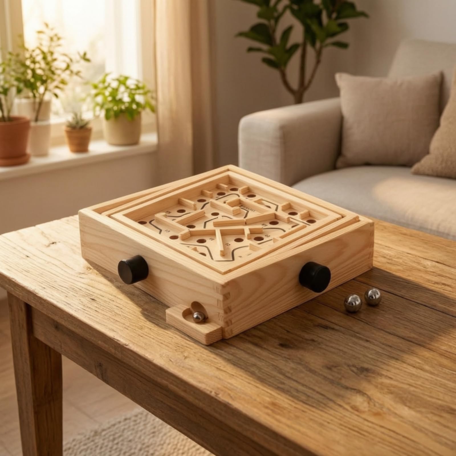 Percorso Palline di Metallo Tattile Gioco Percorso con Barriere in Legno retrò Gioco di Equilibrio in Legno per attività Tranquille, Stile A