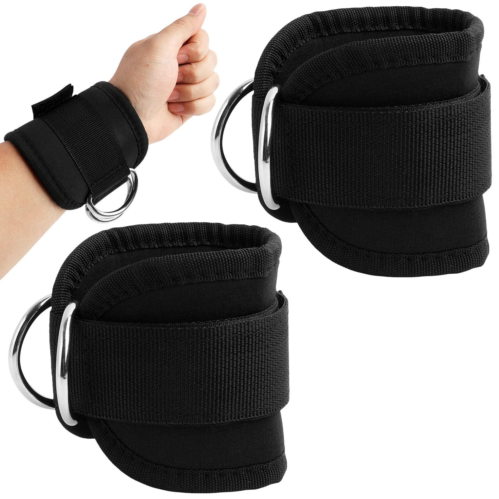 Gym Wrist Straps Adjustable Leg Weight for Men and Women,Ankle Straps for Cable Machines Neoprene Padded with Adjustable Triangular Hook&Loop and Secure Cuff Design for Workouts Strength Training