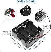 Vista 2 de QTEATAK 2 soportes para 8 pilas AA con clip de batería tipo I cableado y conector a presión estándar
