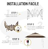 CROWN SHADES Tonnelle de Jardin 4 x 4 m, Pop Up Gezebo Exterieur Imperméable, Abri de Jardin Réglable en Hauteur, Double Toit avec Côtés en Maille Zippée, Sac de Transport, Beige - 7