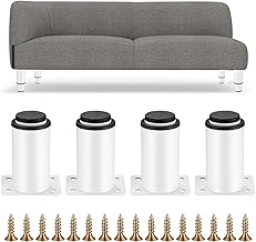 4 Pièces Pieds de Meubles Réglables, Pieds de Table en Métal Blanc, Pieds Réglables en Hauteur 0-40 mm, Pieds de pour Meuble Cuisine, Armoires, Lit, Table Pieds