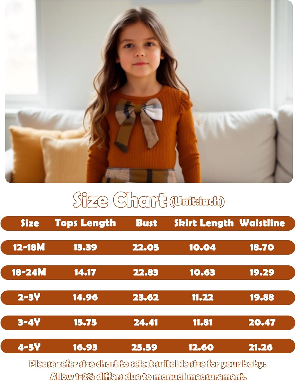 Toddler Baby Girl Clothes Fall Winter Outfits Ruffle Top Dress Pretty Hat Overall Skirt Set - Image 6