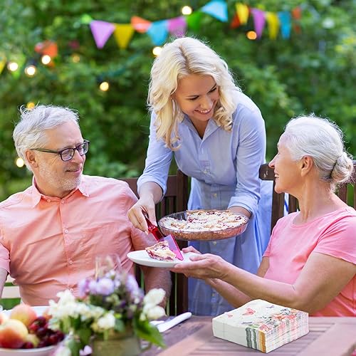 Miniatura 7 de 100 servilletas de mariposa rosa, toallas de papel desechables coloridas para jardín, primavera, verano, flores y mariposas, toallas de mano para