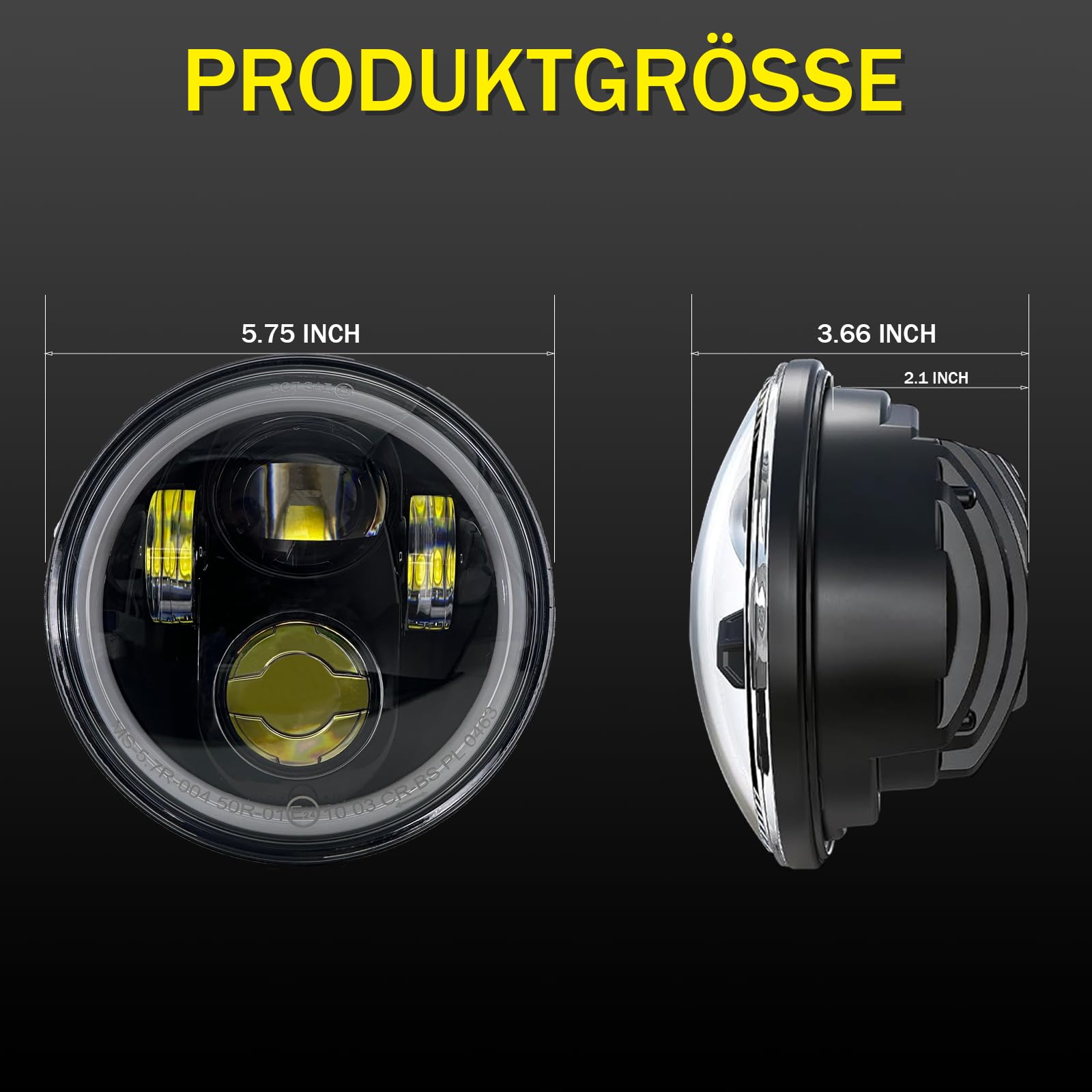5,75 LED Motorrad Runder Scheinwerfer E-geprüft DRL Fern- und Abblendlicht für Simson S51 S70 S50 S50B Tuning