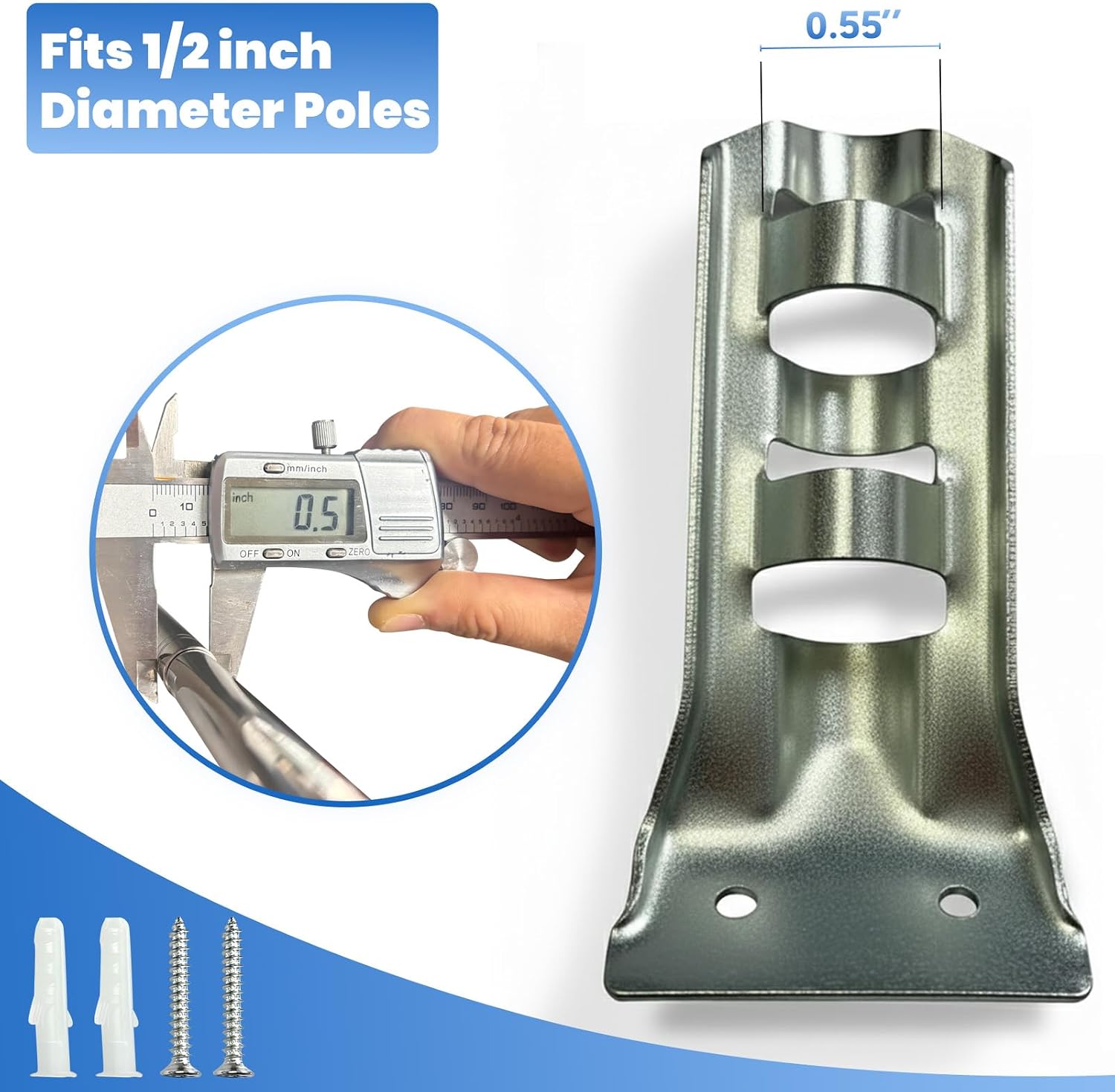 Homissor Flag Pole Holder for Outside House Small Flag Holder Pole Bracket 6 Packs for Indoor Wall Classroom School for 1/2 inch Diameter Poles image 2