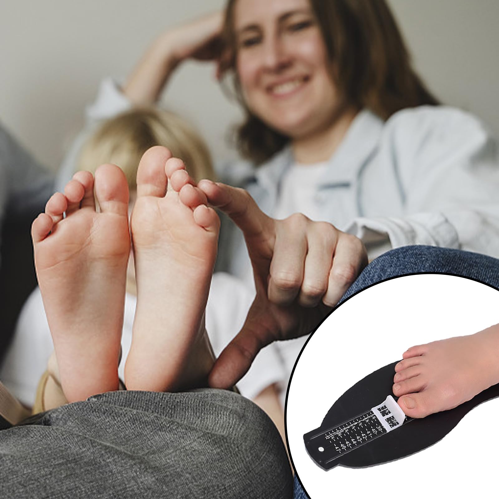 1 pièces Jauge de pied noir,Pedimetre Adultes avec Barème,mesure pied,Mesure des chaussures de 18 à 47,pour le Mesureur de Chaussures Déterminer la Pointure