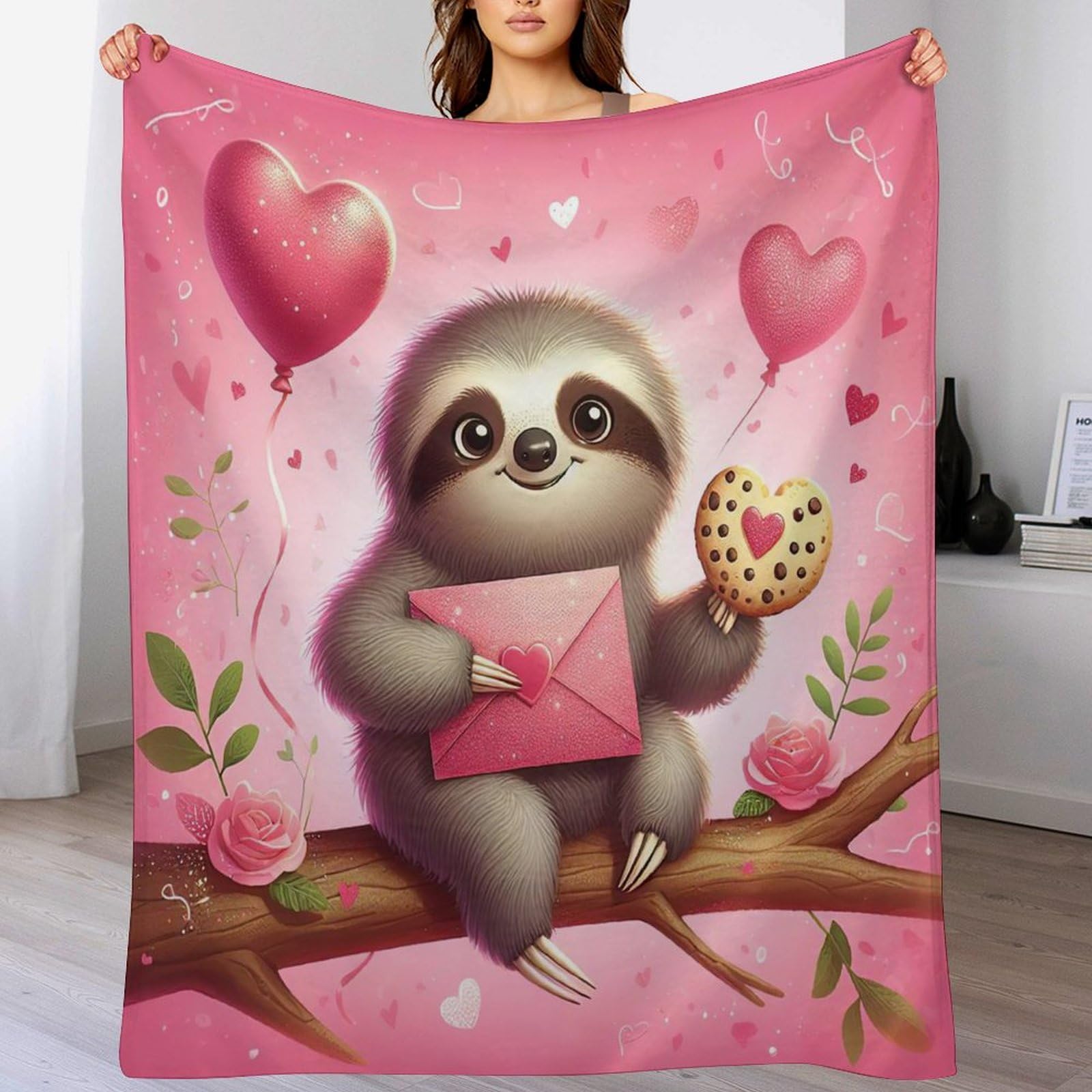 Couverture en flanelle paresseux mignon douce et chaude pour canapé 150x200cm