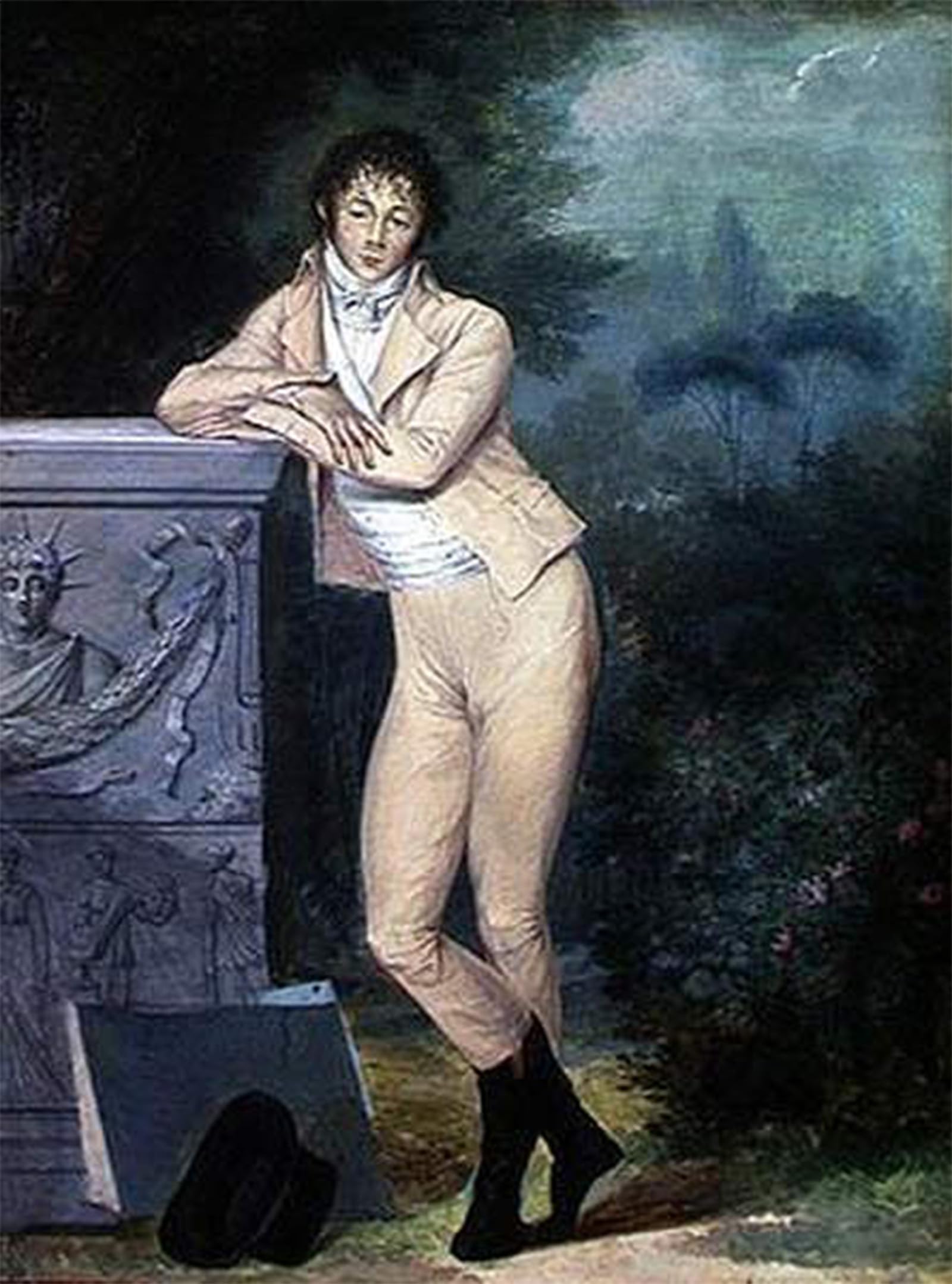 Posteriik No Frame Famous Modern Artwork Art Mural Self Portrait In A Garden By Louis Leopold Boilly Oil Paintings Pictures For Home Decor 60X90cm