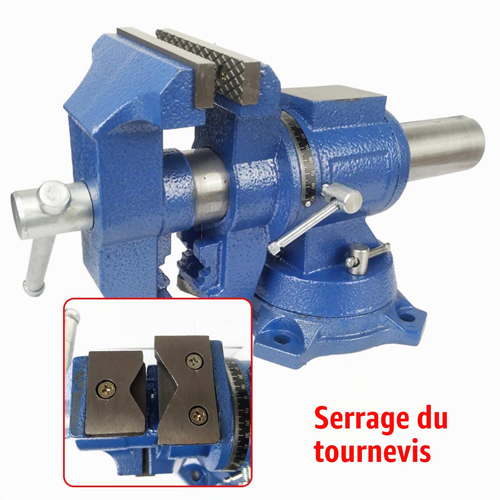 Étau pivotant professionnel, pivotant, enclume, plateau tournant, étau de table, établi, mâchoires en acier de haute qualité, étau de table multifonctionnel, pour mécaniciens et