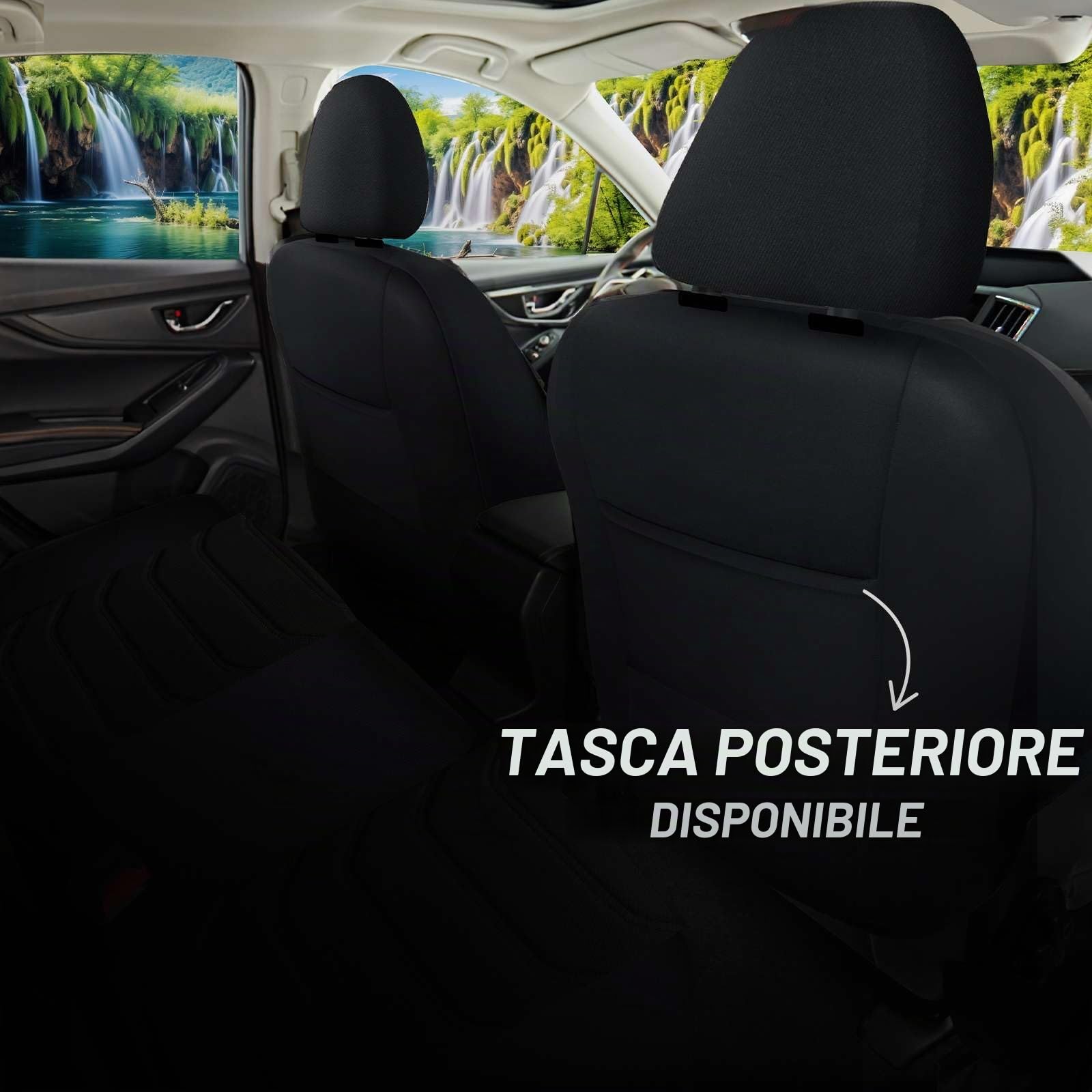 Coprisedili universali per auto e SUV – Coprisedili anteriori di alta qualità, in tessuto Lacoste, nero, compatibili con airbag, coprisedile auto, set di montaggio incluso