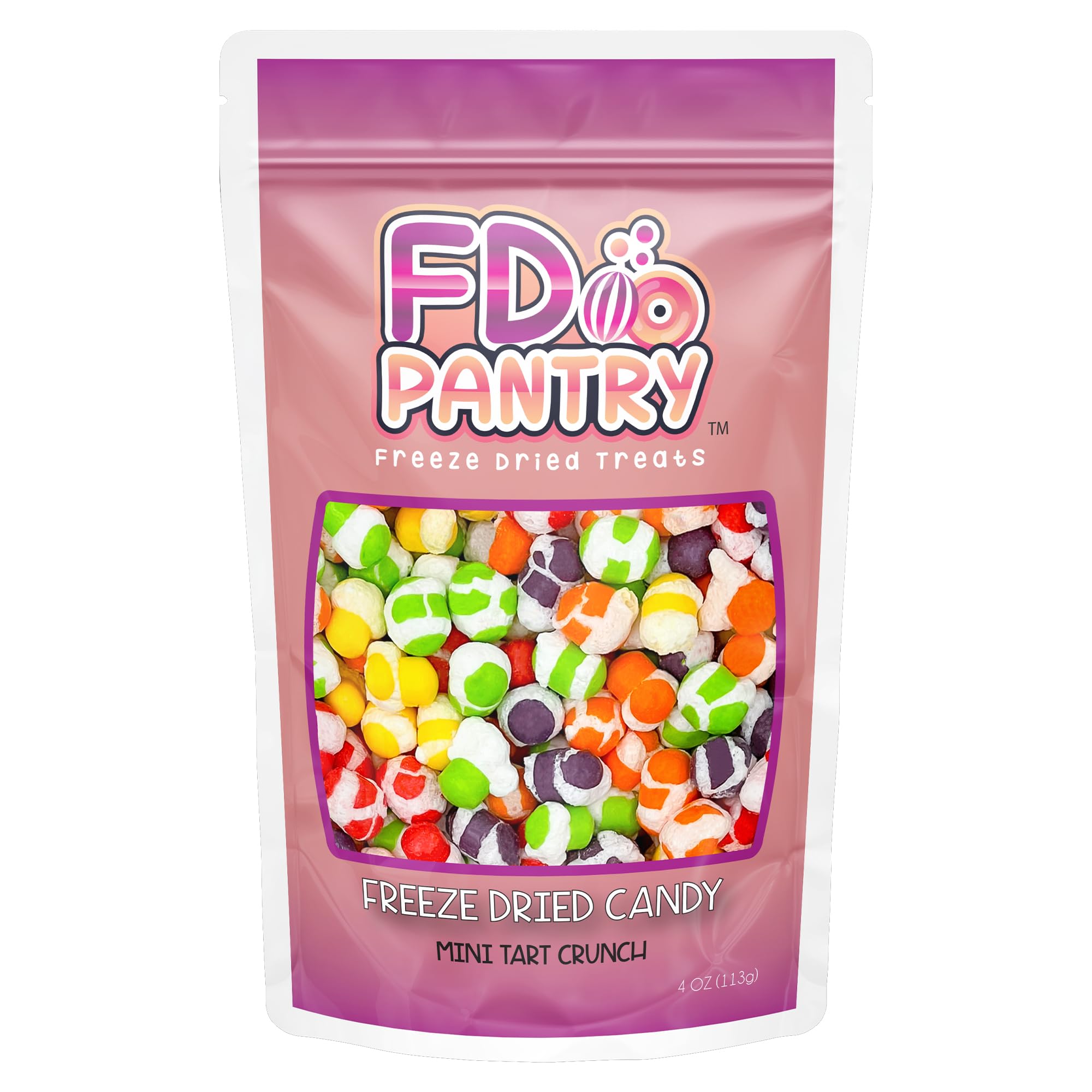 Freeze Dried Candy Tarts Mini Crunch- Light Crunchy Sweetness, 4 oz Flavors- Variety Mixed Fruit Punch. Tarts Mini Resealable Bag Freshness. Tangy Sweet