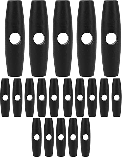 20 tapones de cuerda de paracaídas, tensores de botón de cuerda de plástico negro para mochila, tienda de campaña, camping, lona, toldo, ropa,