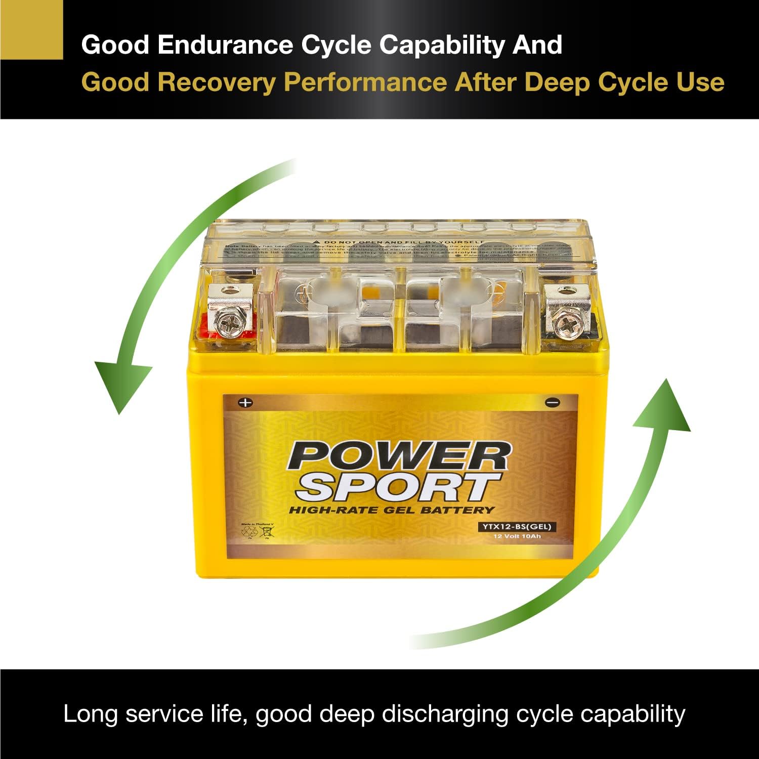 ExpertPower YTX12-BS Gel Motorcycle Battery 12V 10Ah Powersport Atv Battery - Advanced GEL Tech, Sealed, Maintenance-Free for Motorcycles, ATVs, Snowmobiles & UTVs