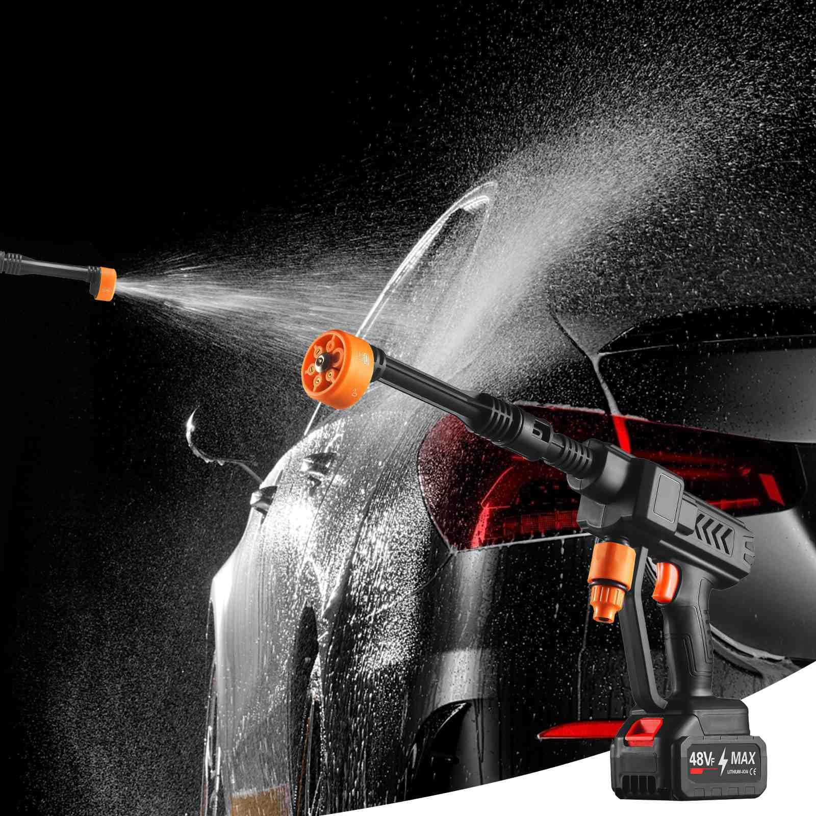 High Pressure Washer Nettoyeur Haute Pression sans Fil avec 1 Batteries, Nettoyeur Haute Pression sur Batterie Buse Rotative 6 en 1 et 180 °,Tuyau De 5 M, pour Nettoyer Les Voitures, Sols (A)