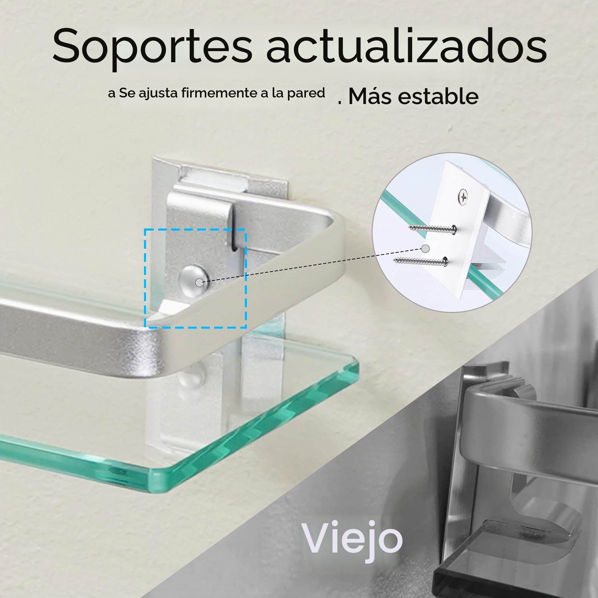 KES Estante de Vidrio Templado para Baño - Montaje en Pared de Aluminio Grueso 8 mm Plateado - Paquete de 3, A4126A-P3
