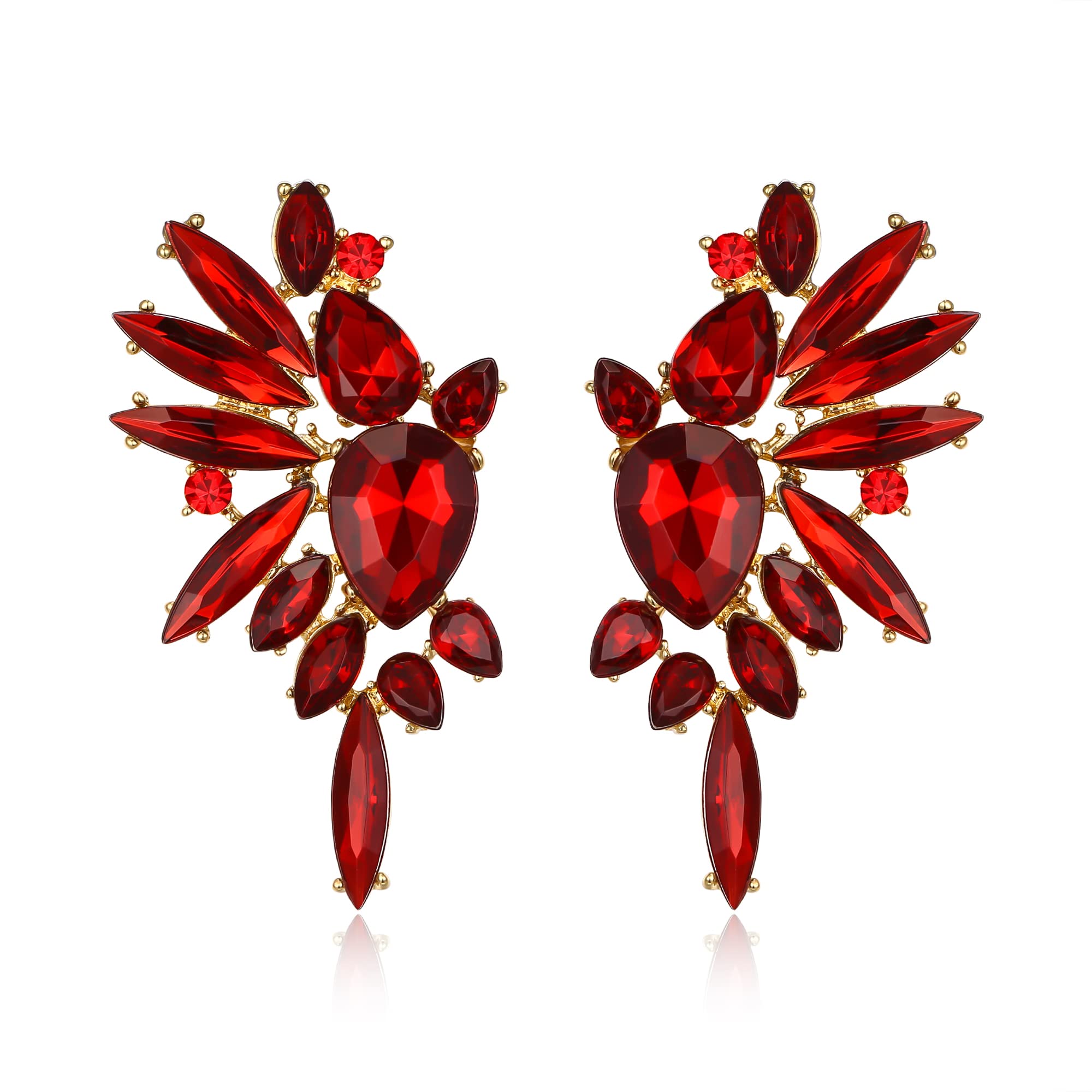 EVER FAITHPendientes Mujer Diamantes de Imitación de la Vendimia Elegante Marquesa de Color Gota de Cristal Cuelgan Aretes