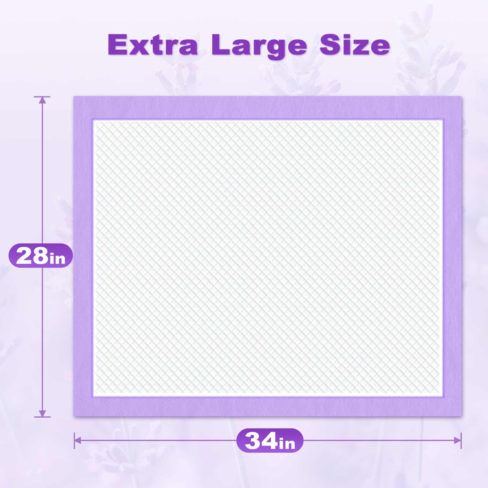 MIZOK Almohadillas para perros con aroma a lavanda de 28 x 34 pulgadas, 40 almohadillas grandes para orina para perros con almohadillas para eliminar olores para cachorros, gruesas, súper absorbentes,