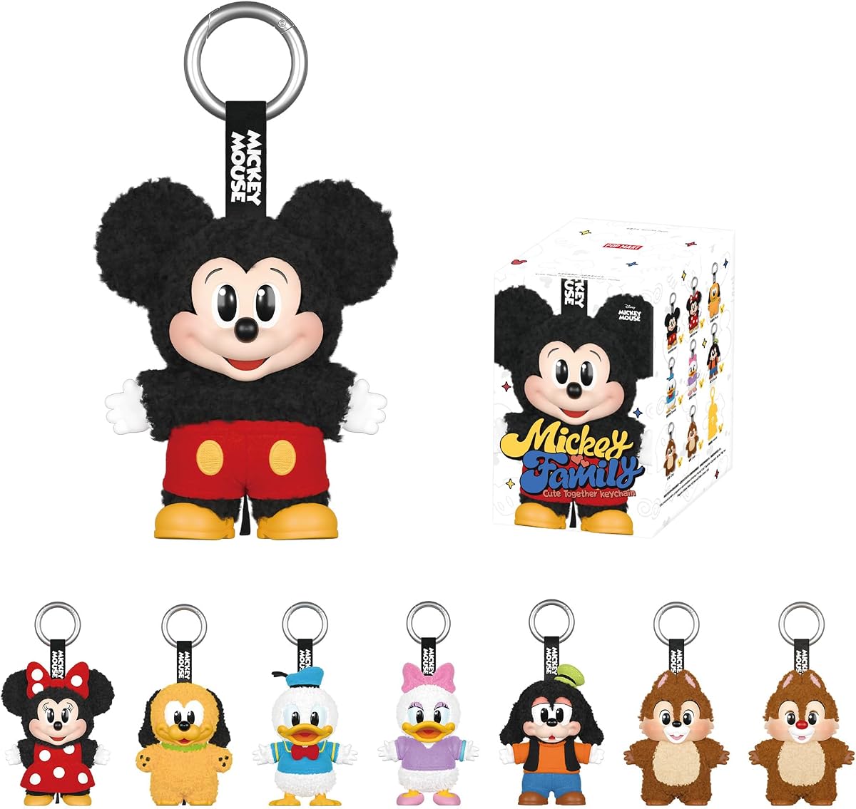 Caja ciega para llavero POP MART Mickey Family Cute Together, caja individual | Juguete sorpresa con clip, figuras de caja ciega de Disney, dijes para bolsas, llavero para niños y niñas, coleccionable de diseño aleatorio
