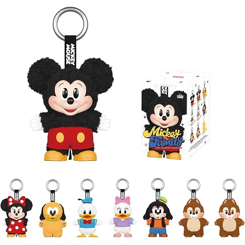 POP MART Mickey Family Figures Cute Together Keychain Series Blind Box ,Random Design Action Figures Collectible Toys Home Decorations, Single Box