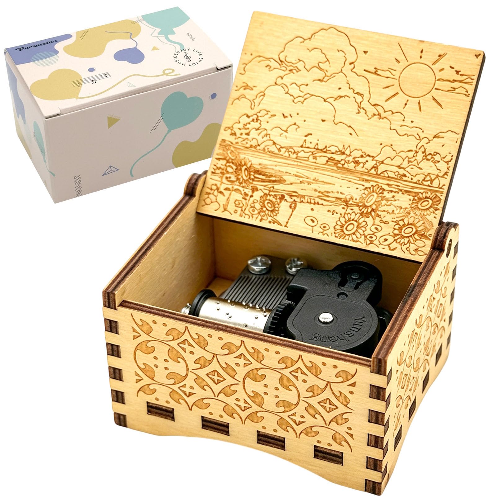Caja de música You are My Sunshine en madera para regalar amor a mamá y parejas