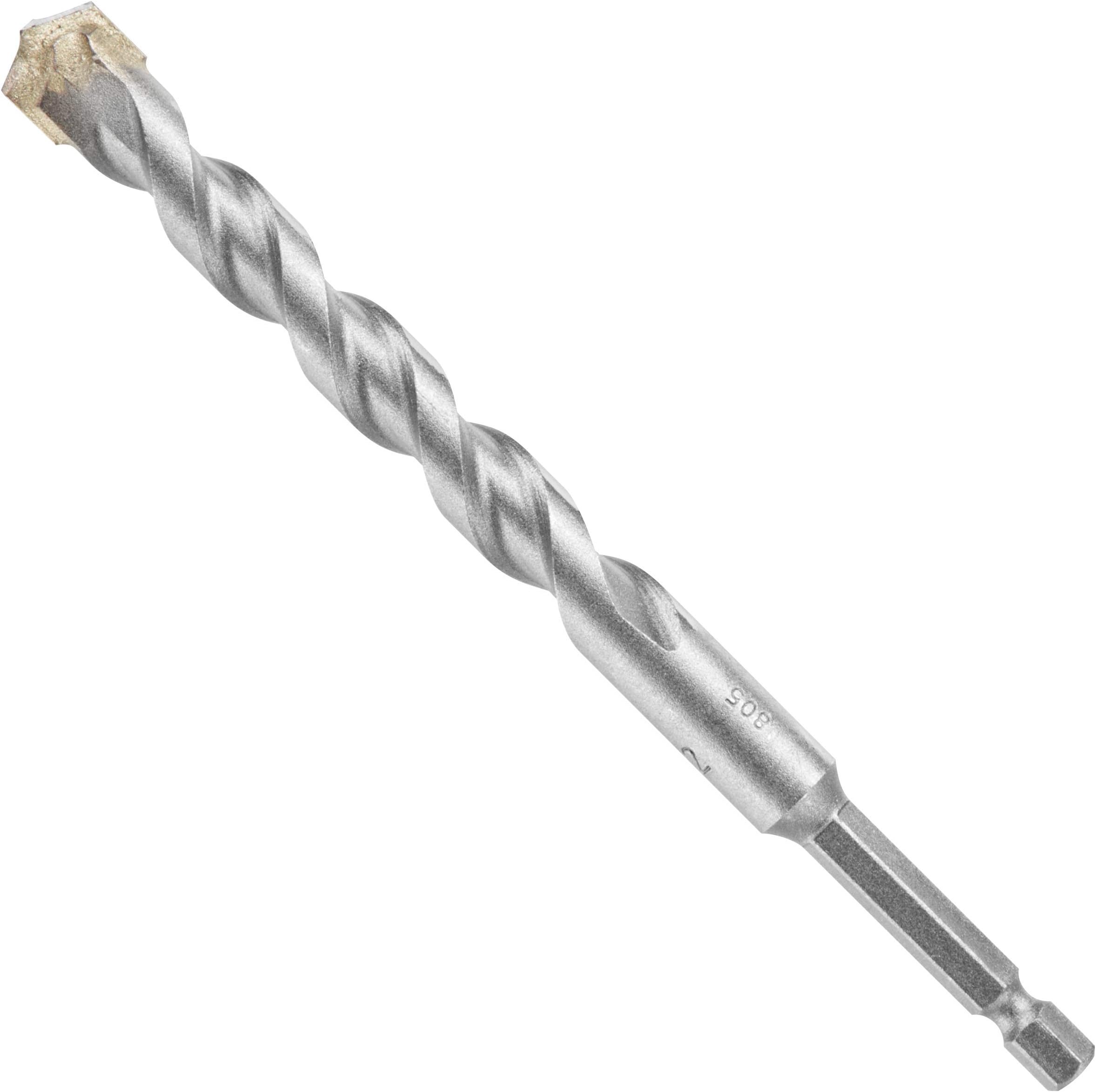 BOSCH LBHX010 1/2" x 6" Hex Shank Hammer Drill Masonry Bit, Carbide-Tipped for Impact Drivers & Hammer Drills, 4X Life, Fast Drilling in Concrete, Brick & Block