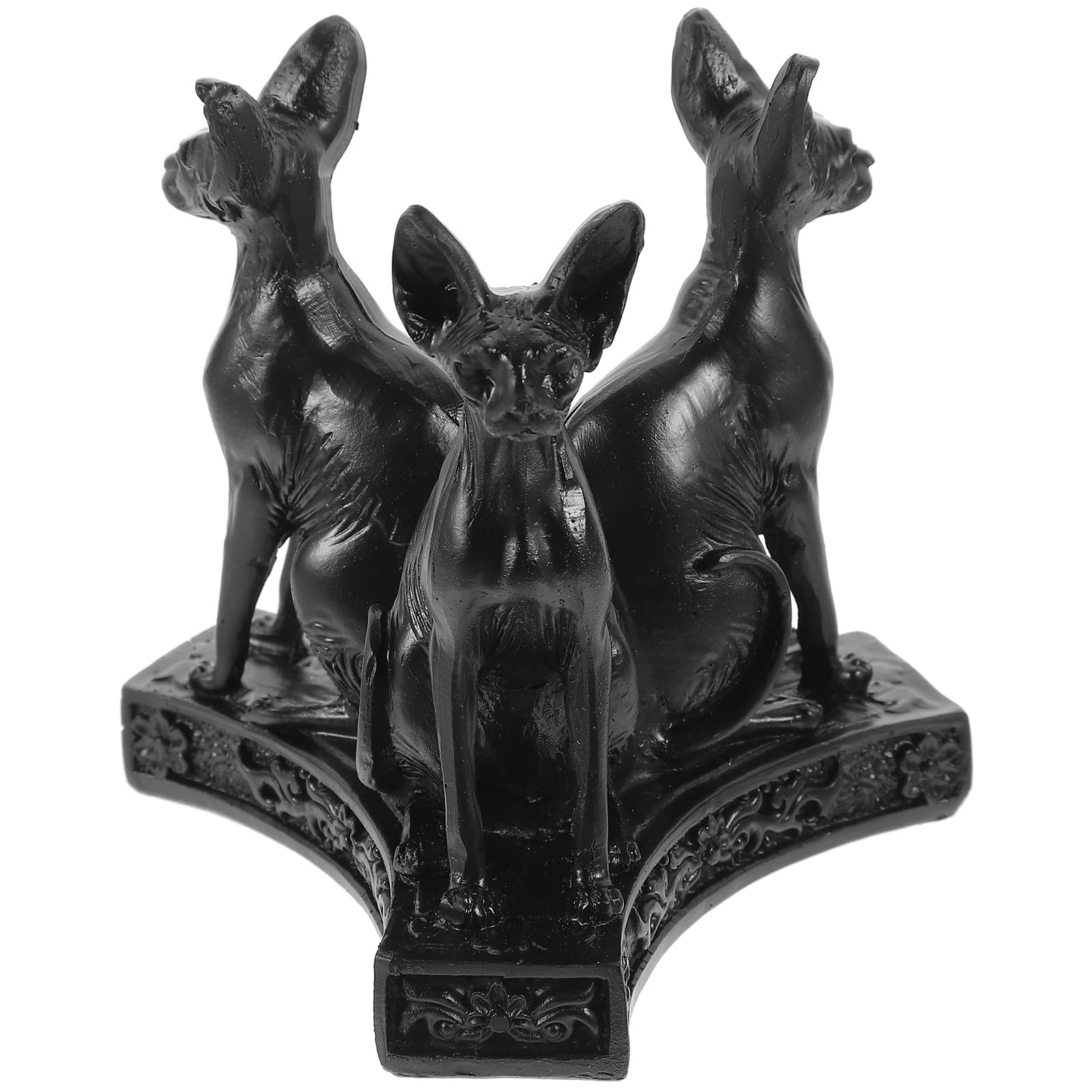 Statue de chat égyptien noir en résine SHINEOFI pour support de boule de cristal