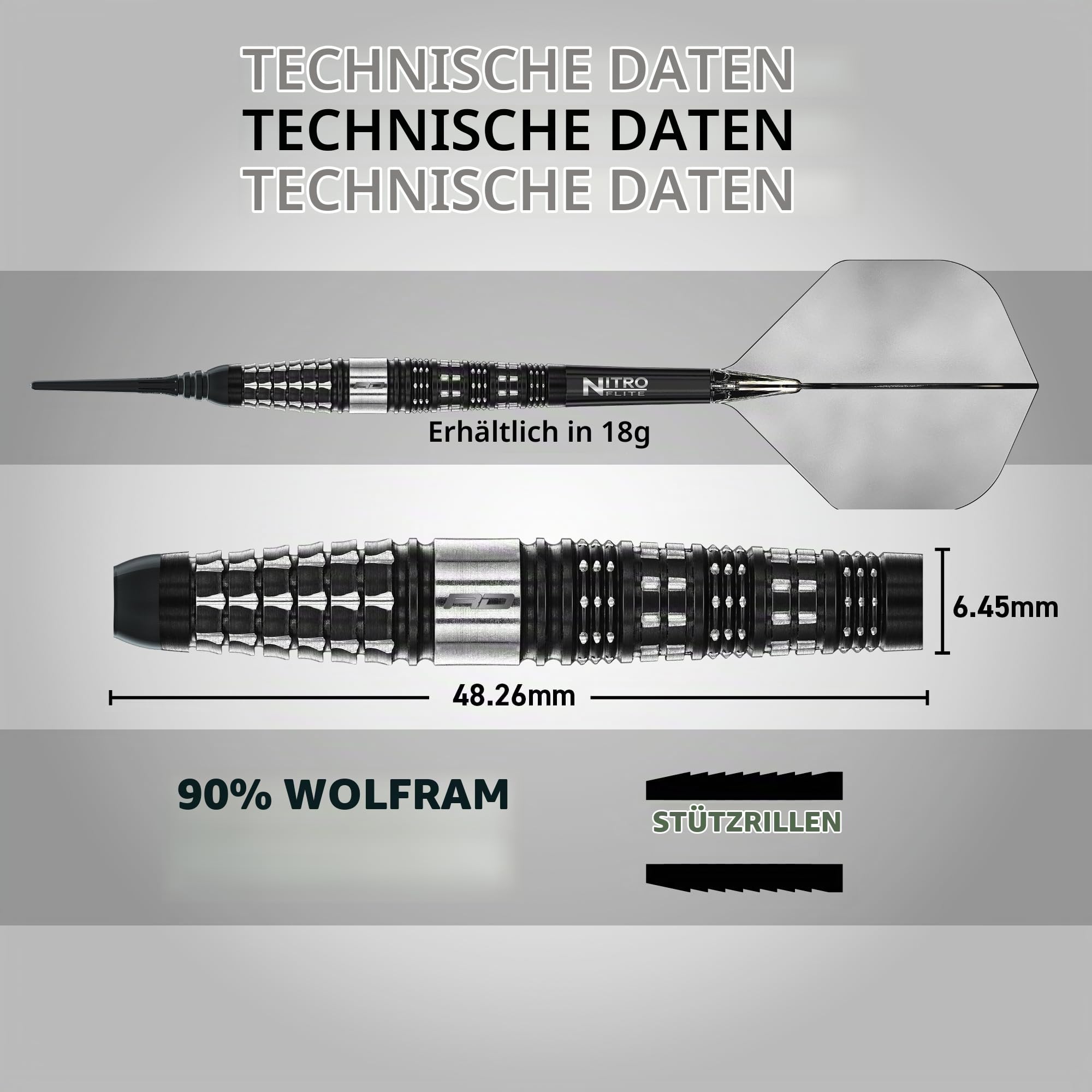 RED DRAGON Darts - Recon Serie Dart Pfeile - 18g Fass/ 20g Vollgewicht Weiche Spitze Torpedo Dart Set - 90% Tungsten Profi Dartpfeile - Nitro Flite Integrierter Flug/Schacht, Dartflüge & Dartschäfte