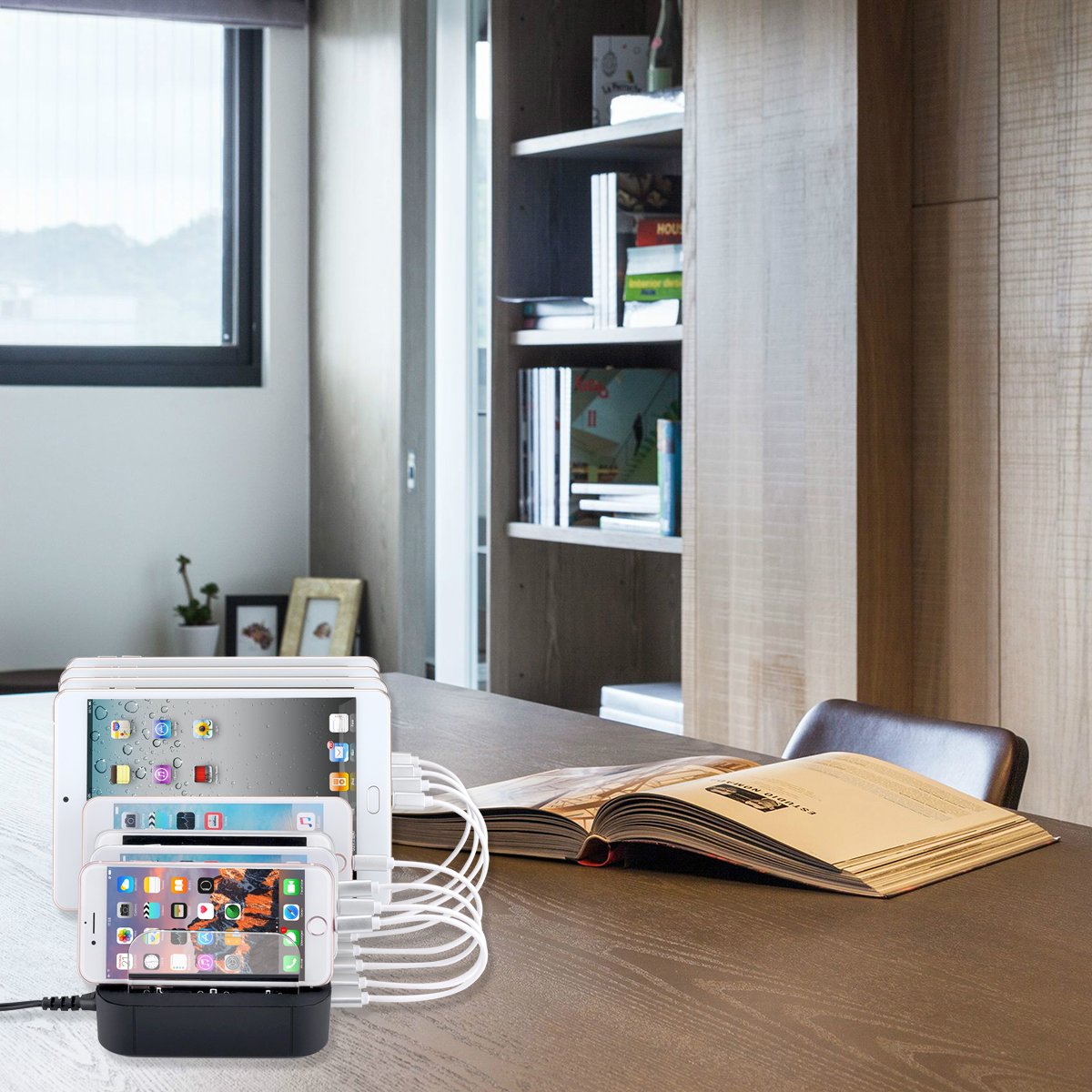 Stazione di Ricarica USB, Multi Caricatore per Smarthone &Tablet
