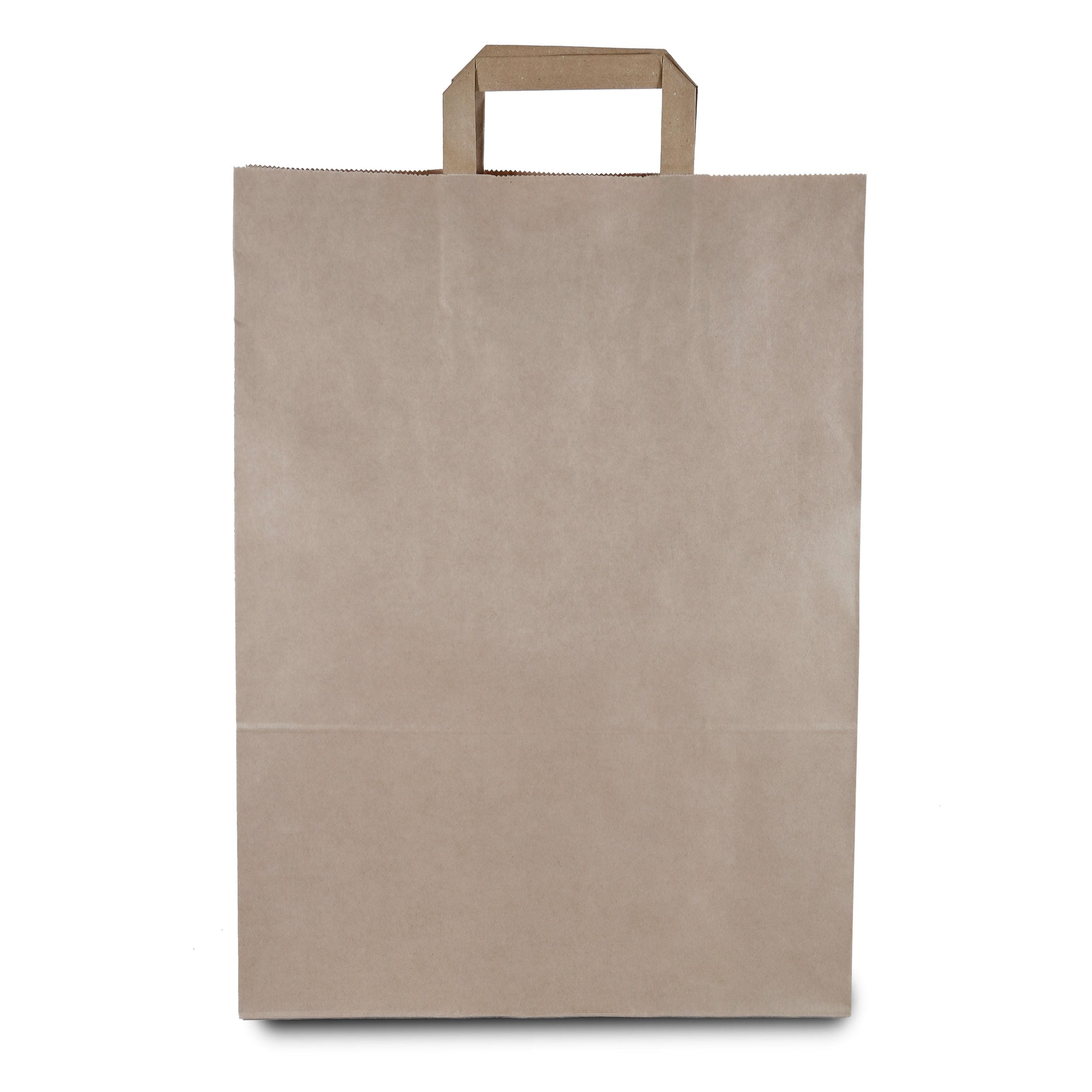 Commerline Bolsas De Papel Kraft Con Asas | 250 Unidades | Marrón 32+16x44 cm | Bolsas De Regalo | Sacos Ecológicos Grandes De Transporte | Bolsas de papel kraft con asa, resistentes al desgarro, para compras, para llevar, regalos, venta