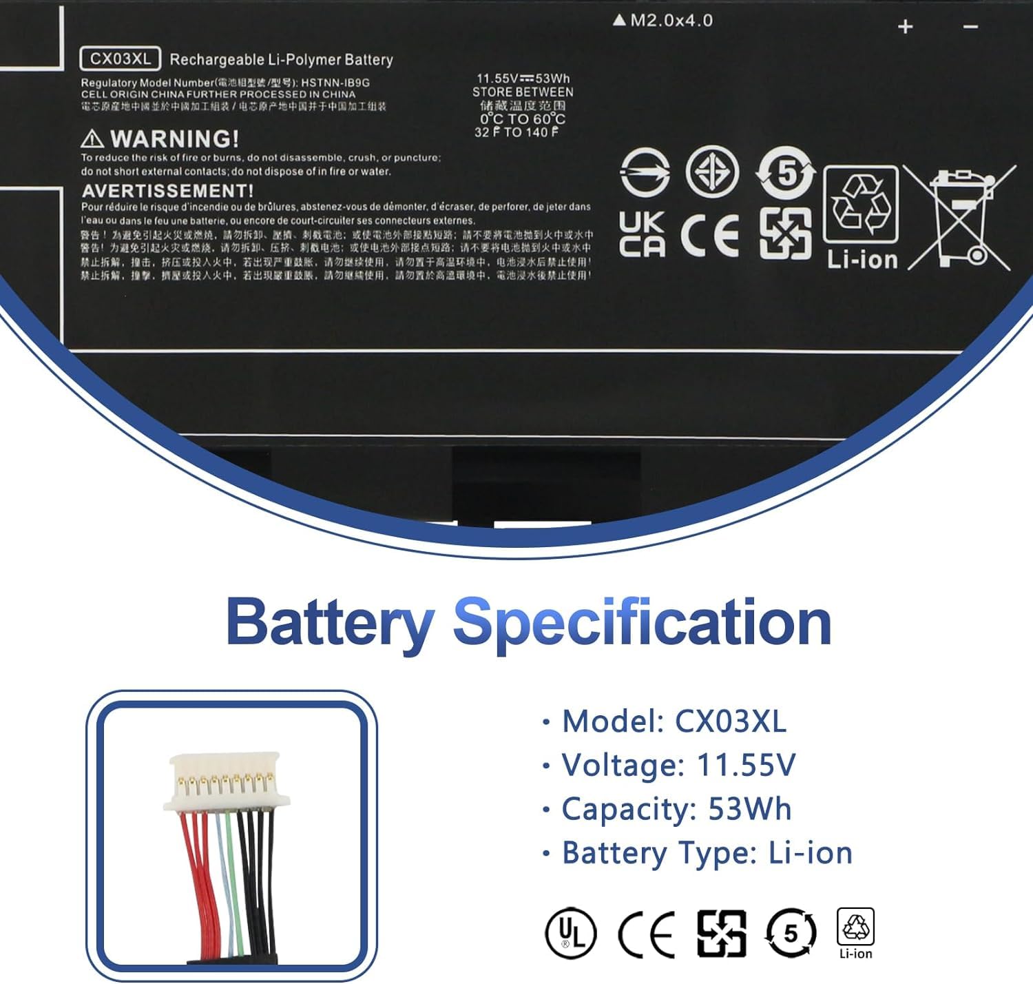 ANTIEE CX03XL Laptop Batterie pour HP EliteBook x360 830 G7 EliteBook x360 830 G8 Series HSTNN-IB9G HSTNN-LB8R L77624-422 L78551-005 L77624-1C1 L77624-421 CX03053XL 11.55V