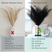 Vista 2 de 10 tallos de hierba de las pampas negra decorativa – 17.7 pulgadas de hierba de las pampas artificial, ramo de hierba de las pampas artificial