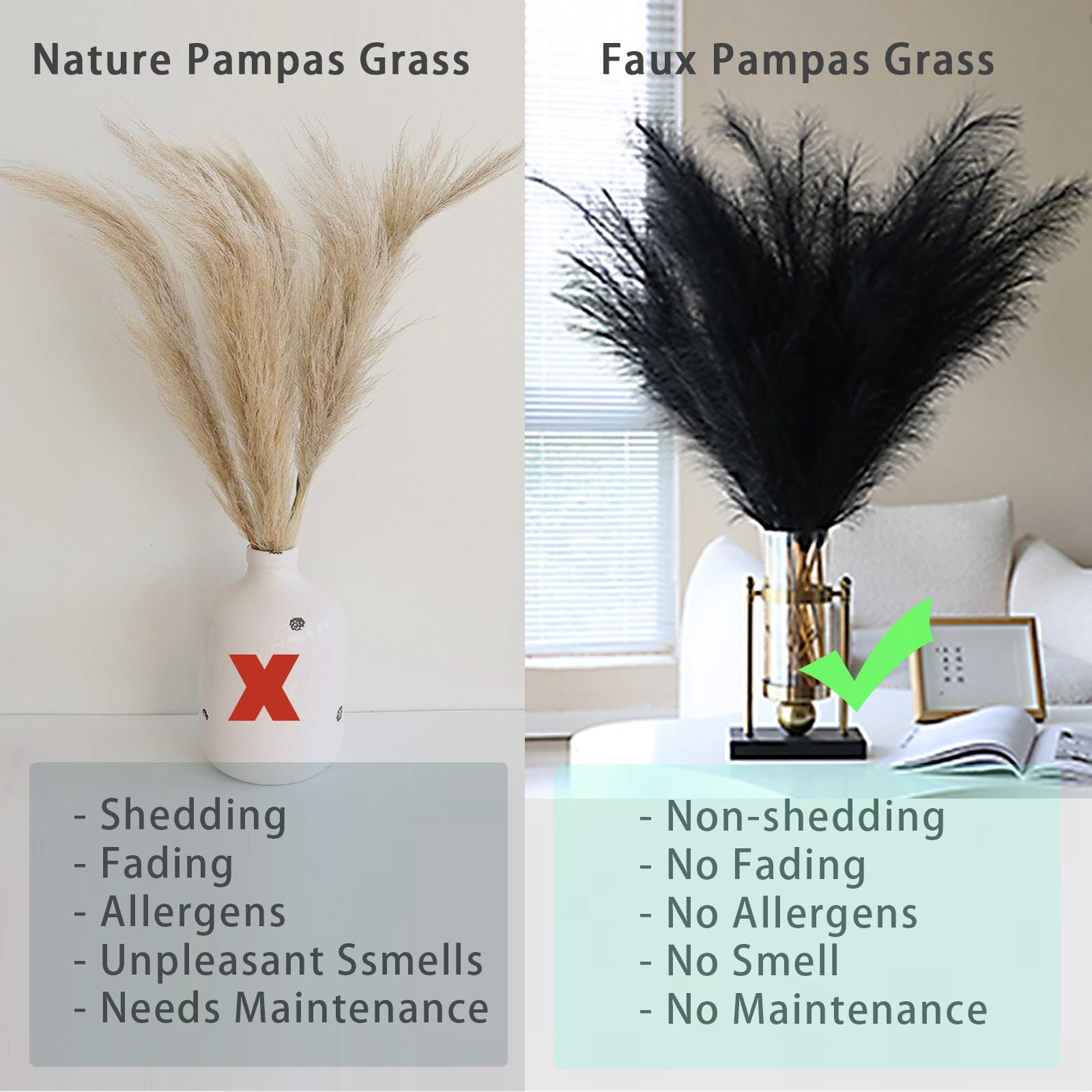 Lot de 10 décorations d'herbe de la pampa artificielle - 45 cm - Bouquet d'herbe de la pampa artificielle - Arrangement de fleurs et remplissage de vase pour décoration de maison, mariage,