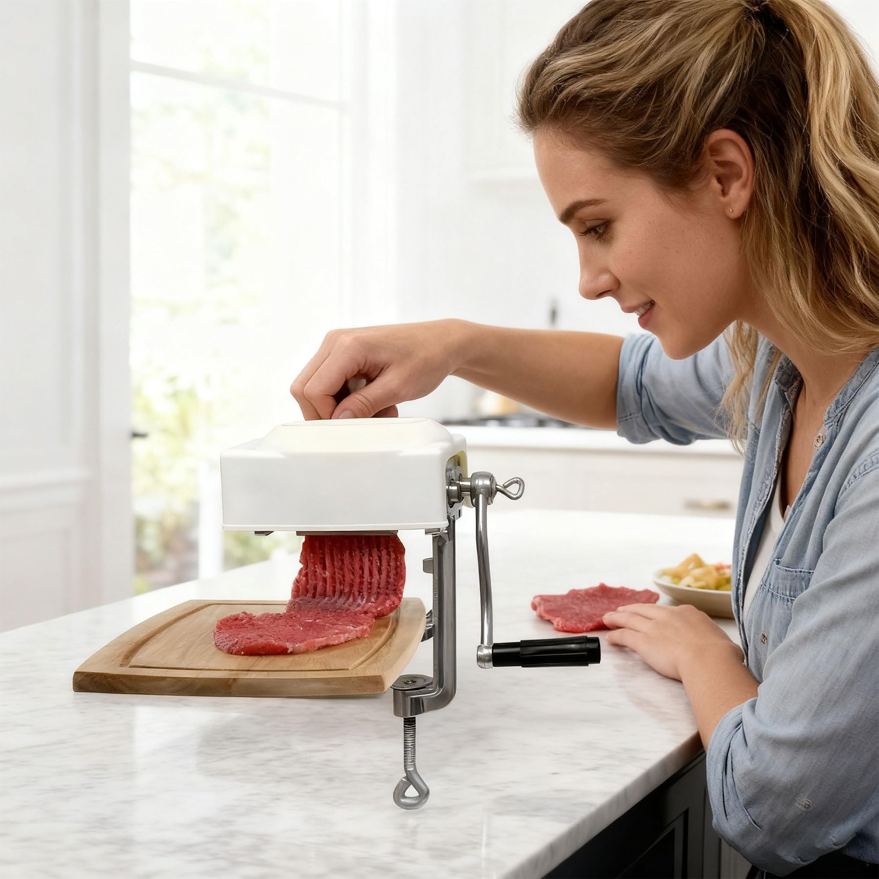 Ablandador profesional de carne manual de hierro fundido, mango ergonómico, diseño compacto para uso doméstico y comercial, cocina, ablandador manual