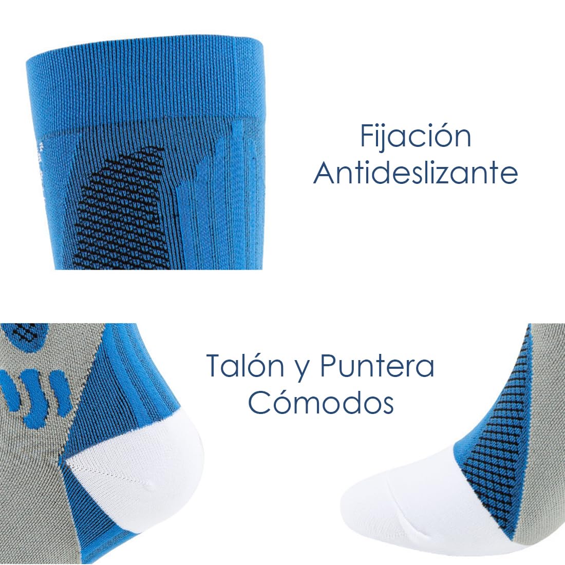 Calcetines Medias de Compresión Mujer y Hombre. Medias Altas para Running o Ciclismo con Tecnología Compresiva Graduada. Largos de Deporte.