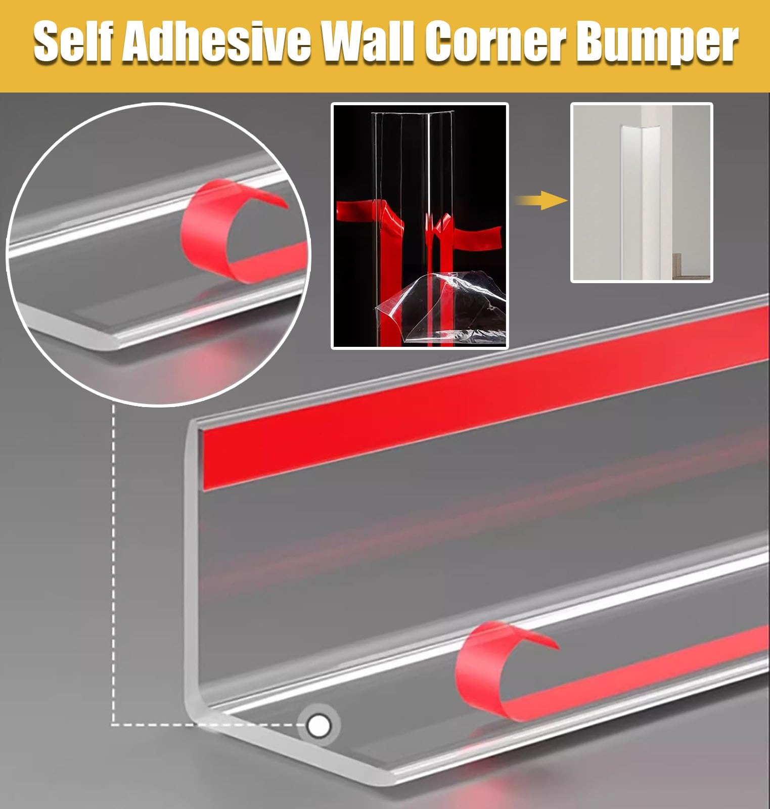 Paraspigoli Muro Angolare Copriangoli Protezioni per angoli da parete autoadesive trasparenti, protezioni per bordi, strisce di protezione per bordi in PVC da 244 cm/paraurti per telai di porte vernic