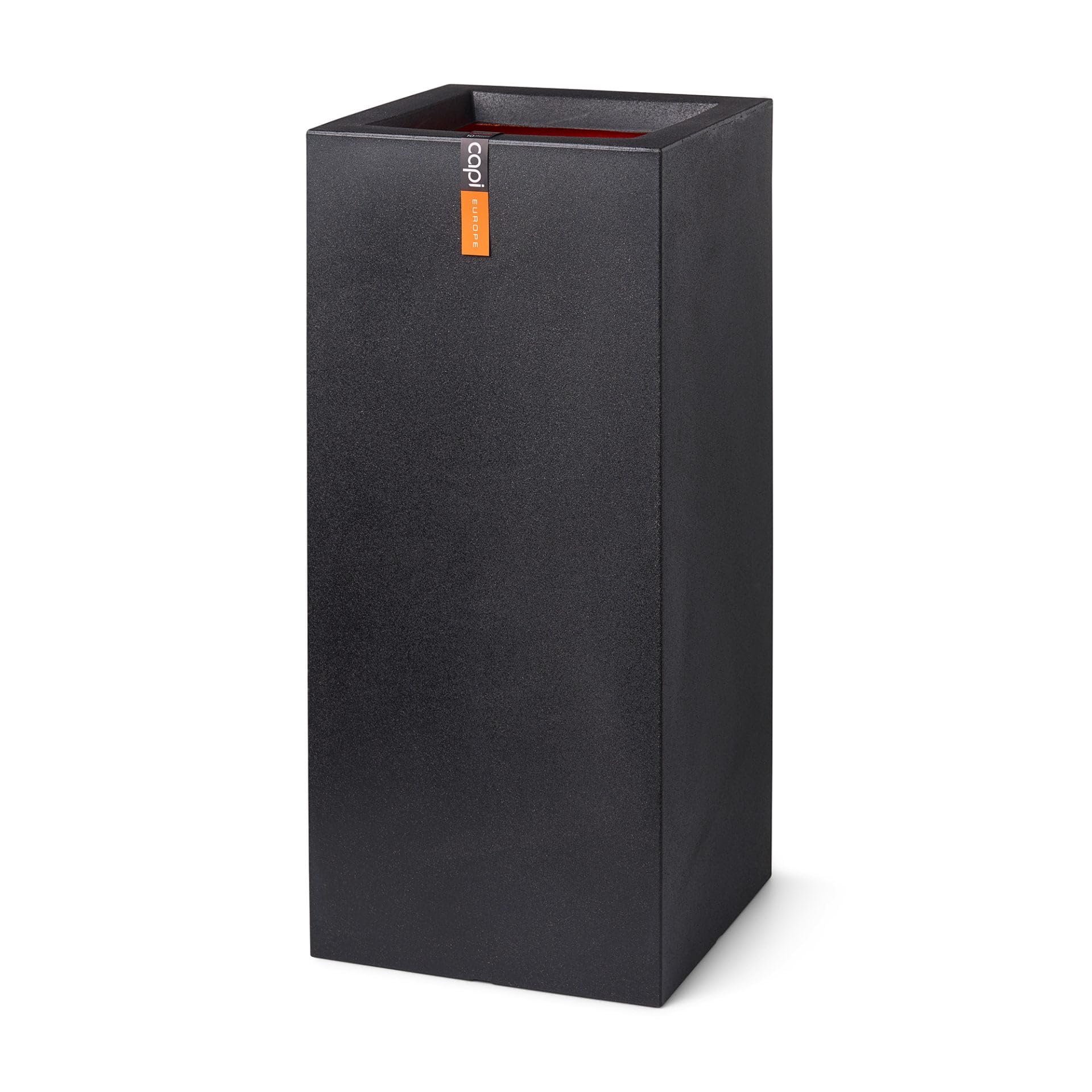CAPI EUROPE - Planter rectangle Smooth NL - 36x79 - Black - Opening Ø26 - Pot for indoor and outdoor use - Shatterproof - 100% recyclable - KBL952